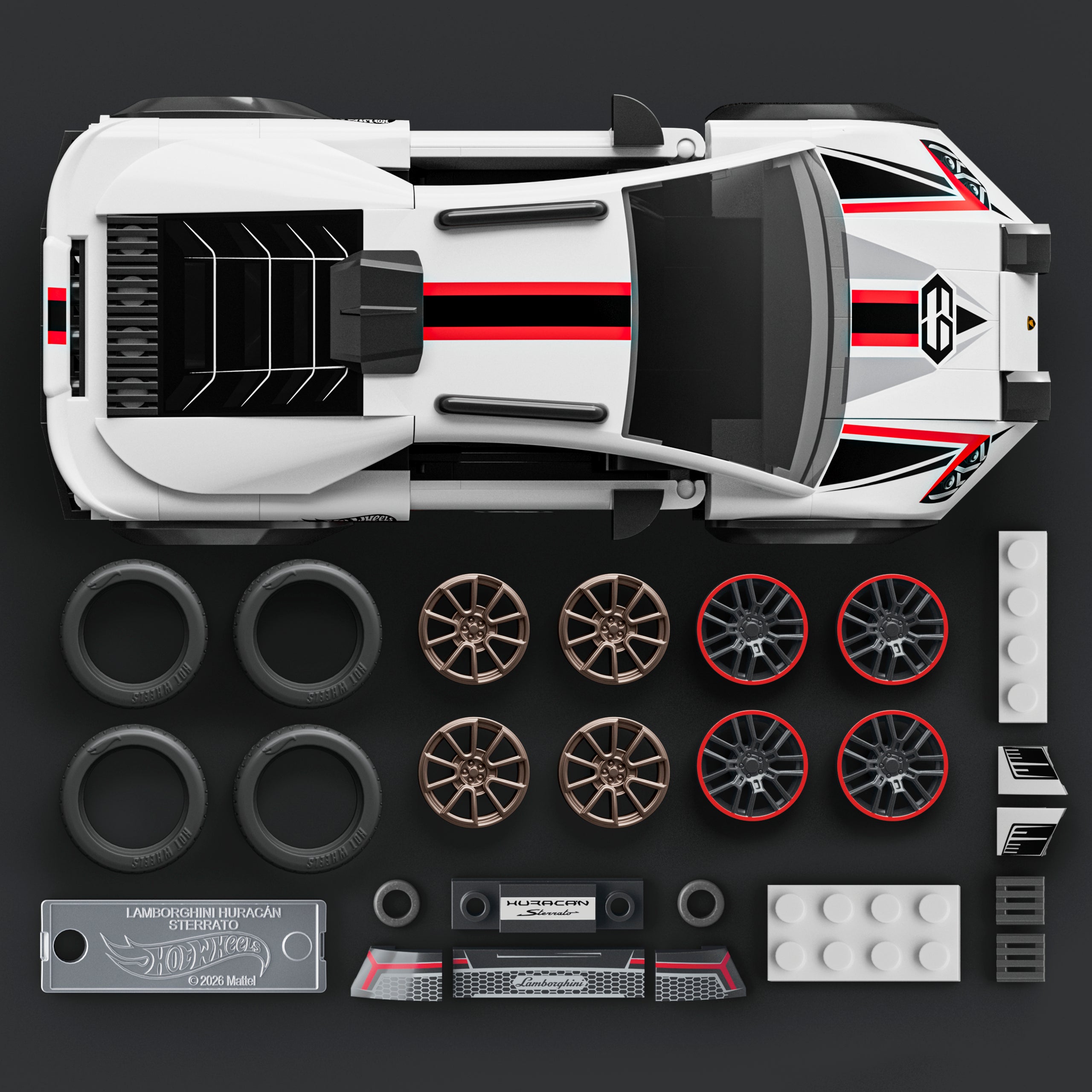 Mattel Brick Shop Hot Wheels Jogo de Construção Speed Lamborghini Huracan Sterrato - Image 4