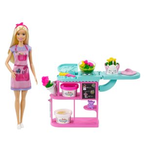 Barbie Florist Playset With Blonde Doll. Dough. Vases & More. Ages 3 & Up