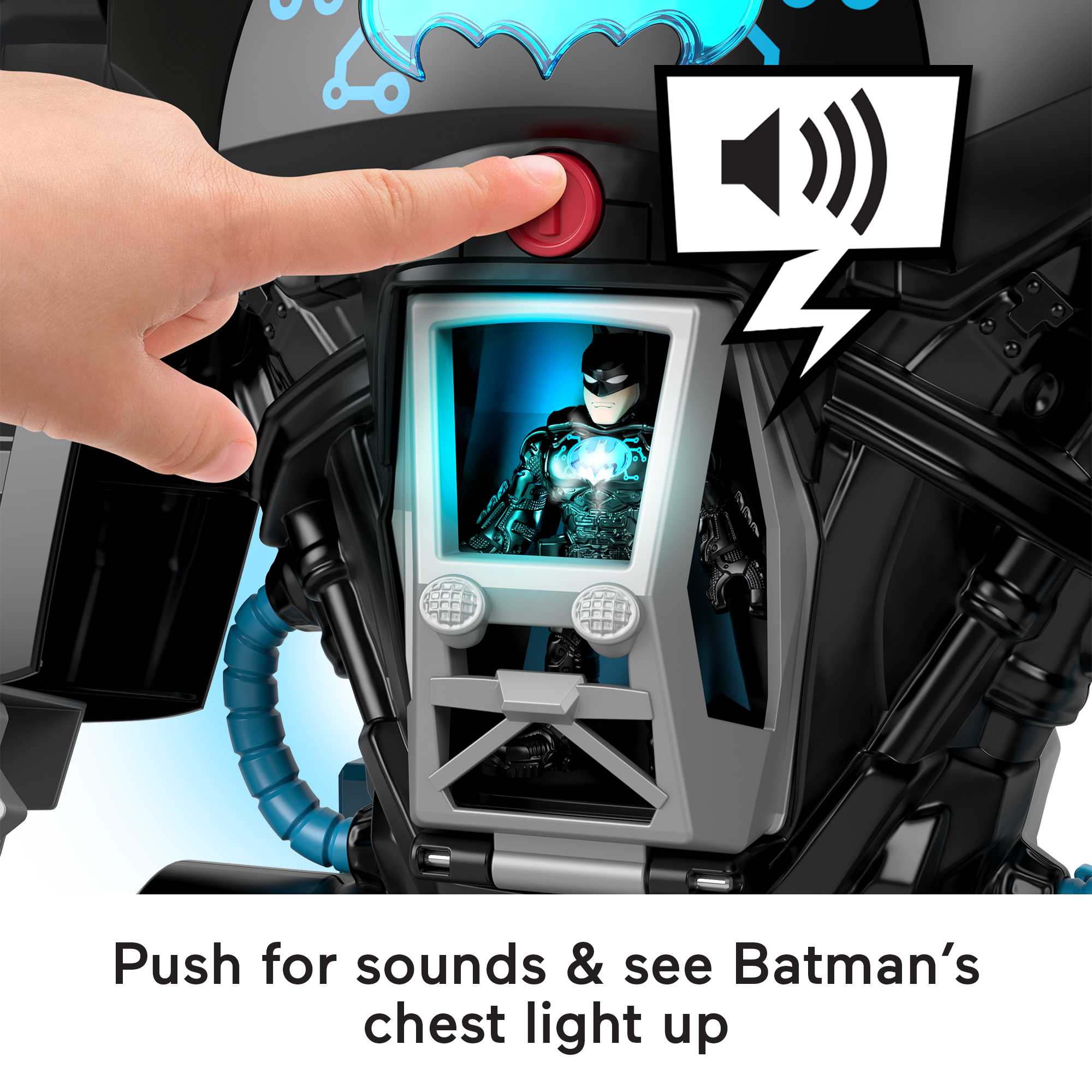Imaginext DC Super Friends Batman Toy. 2-In-1 Robot & Playset With Lights & Sounds. Bat-Tech Batbot - Image 5
