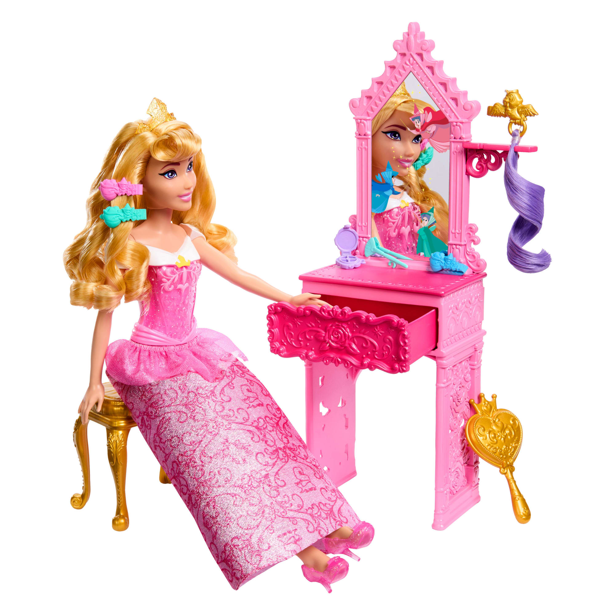Disney Princess Enchanted Stories Aurora Styling Set W/ Vanity & 9 Accessories. Inspired By Movie - Image 4