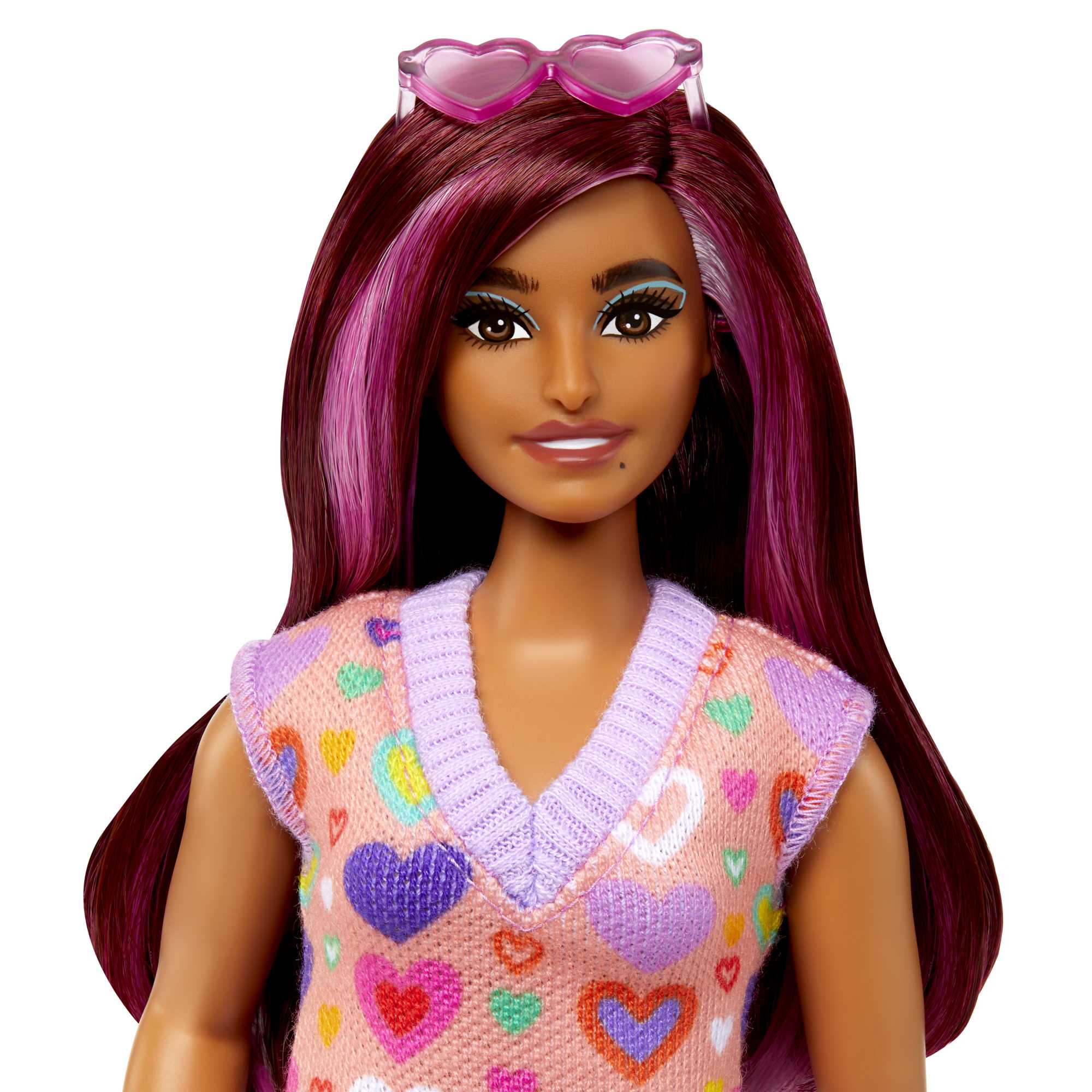 Barbie-Barbie Fashionistas 207-Poupée Mèches Roses et Robe à Cœurs - Image 2