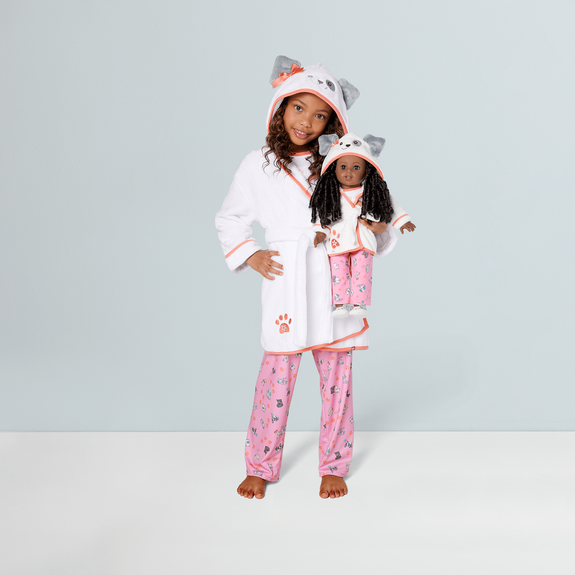 Comfy Puppy Robe Set for Girls & 18-inch Dolls - Image 10