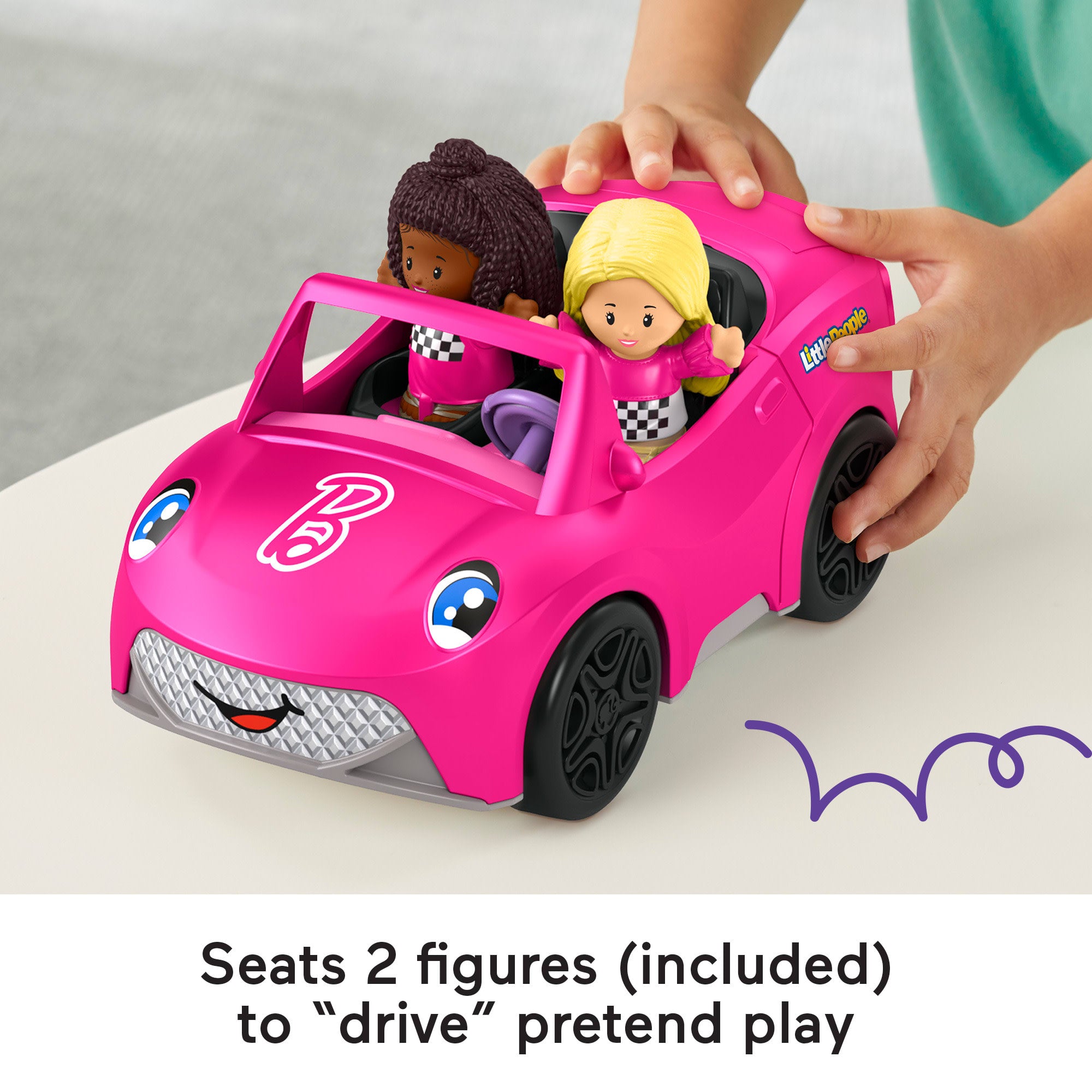 Fisher-Price Little People Barbie Convertible Toy Car With Music Sounds & 2 Figures For Toddlers - Image 4