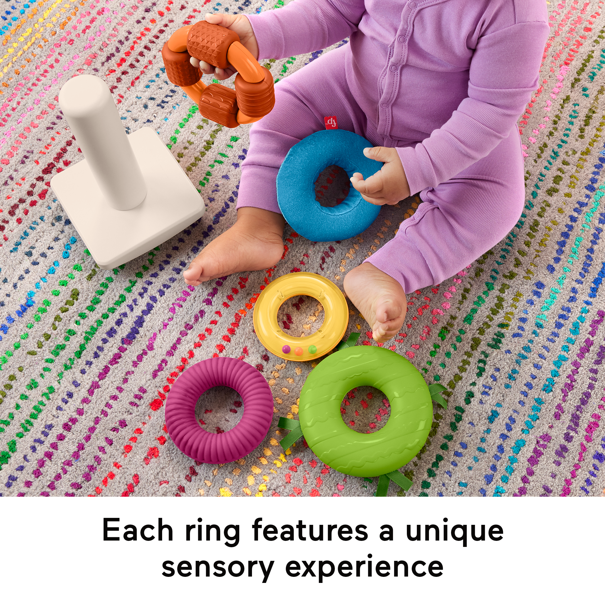 Fisher-Price Sensory Rock-A-Stack Roly-Poly Stacking Toy With Fine Motor Activities For Babies - Image 4