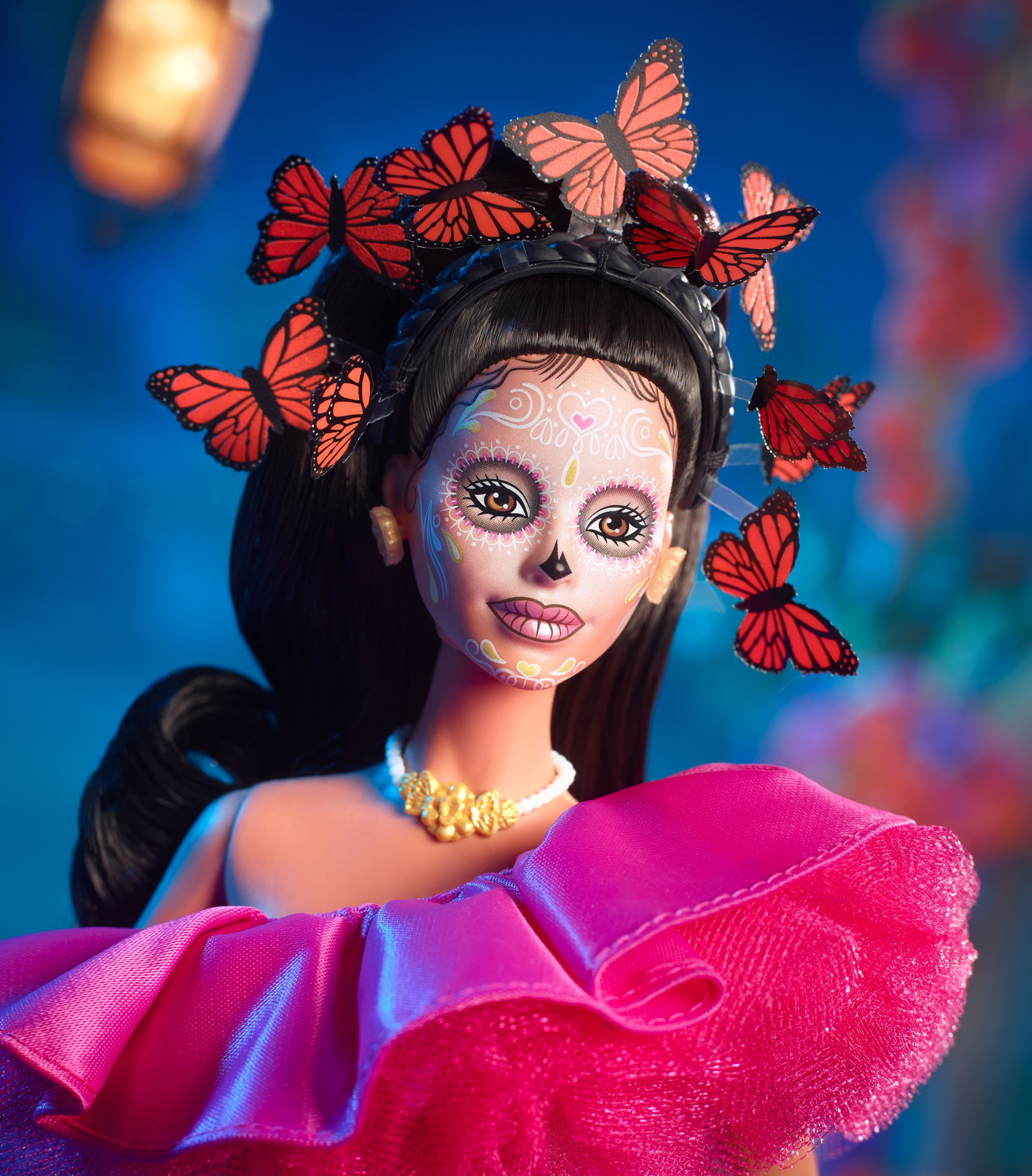 Barbie-Poupée Día de Muertos 2023 Avec Robe Rose à Volants - Image 2