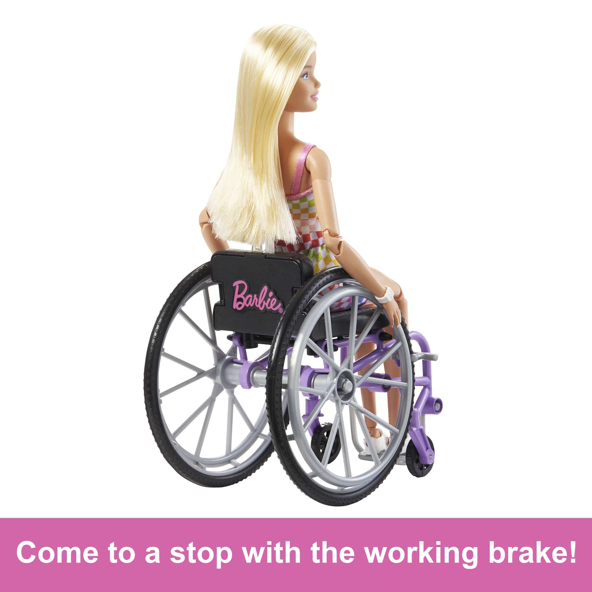 Barbie Fashionistas Doll #194 With Wheelchair & Ramp. Blond Hair. Rainbow Dress & Accessories - Image 4