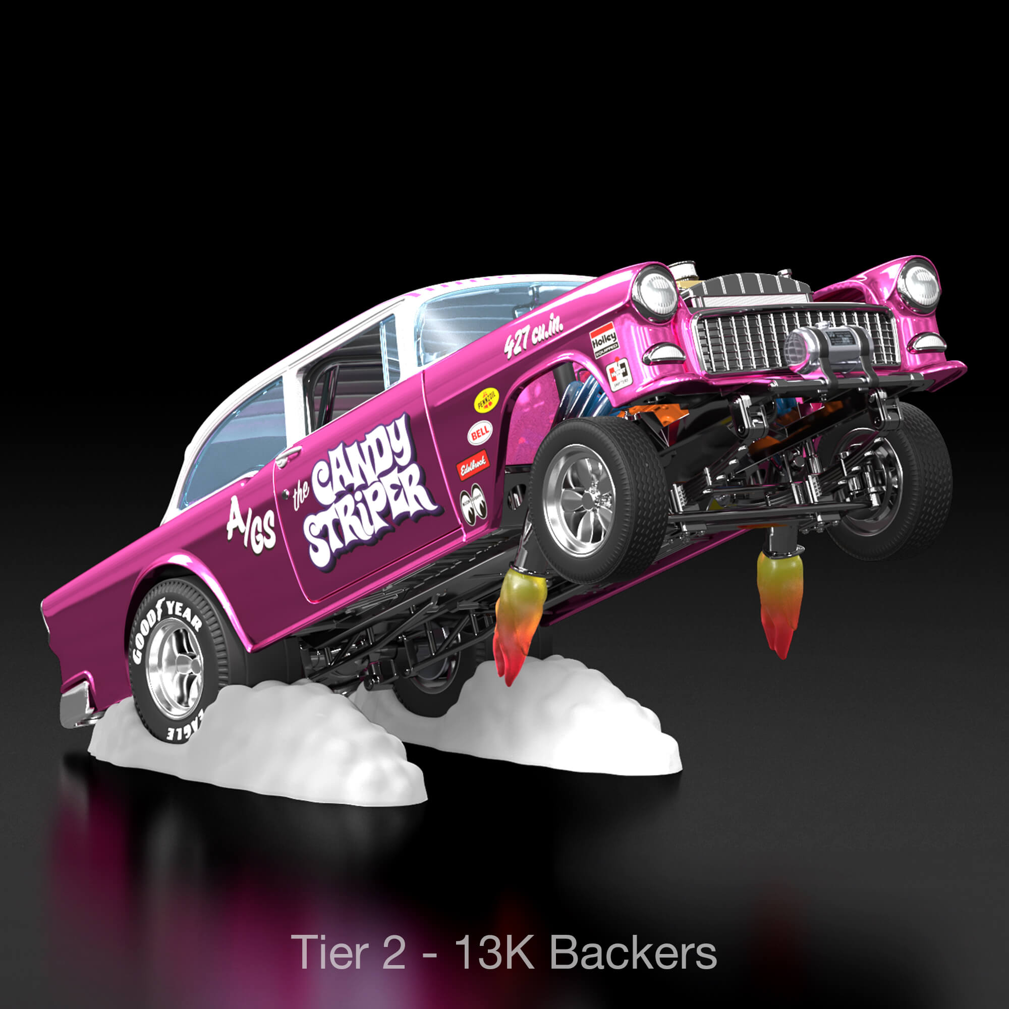 Hot Wheels RLC Exclusive 1:18 Scale '55 Chevy Bel Air Gasser Candy Striper - Crowdfund - Image 10