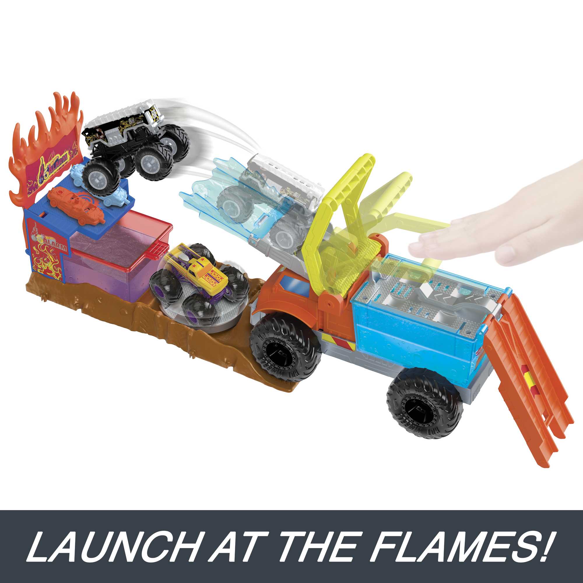 Hot Wheels Monster Trucks Arena Smashers Color Shifters 5-Alarm Rescue Playset - Image 3