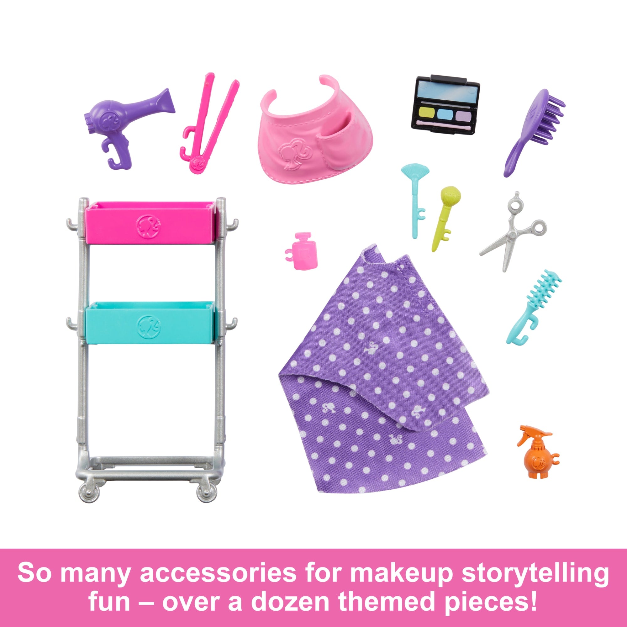 Barbie Malibu Stylist Doll & 14 Accessories Playset. Hair & Makeup Theme With Puppy & Styling Cart - Image 5
