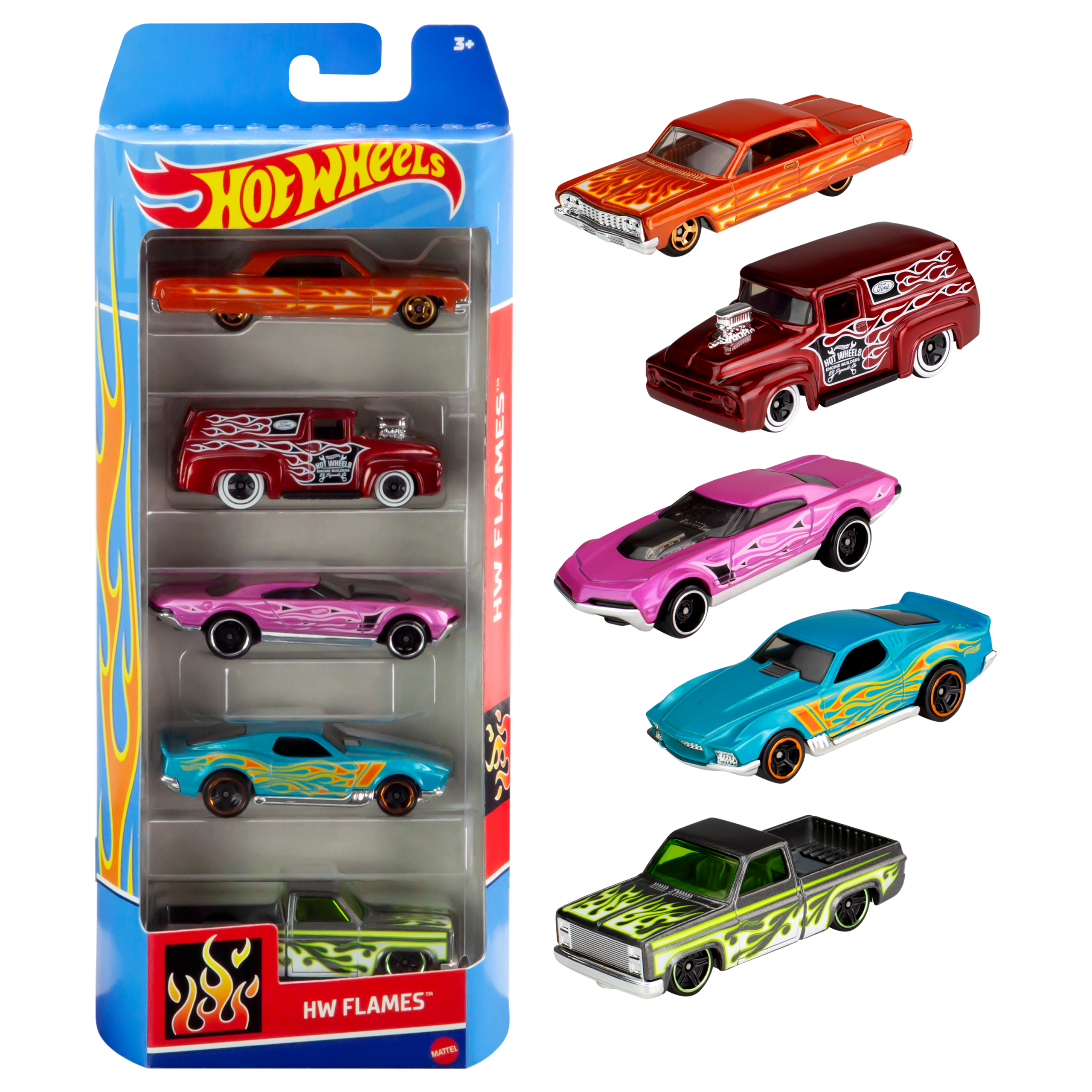 Hot Wheels Cars. 5-Pack Of Die-Cast Toy Cars Or Trucks in 1:64 Scale