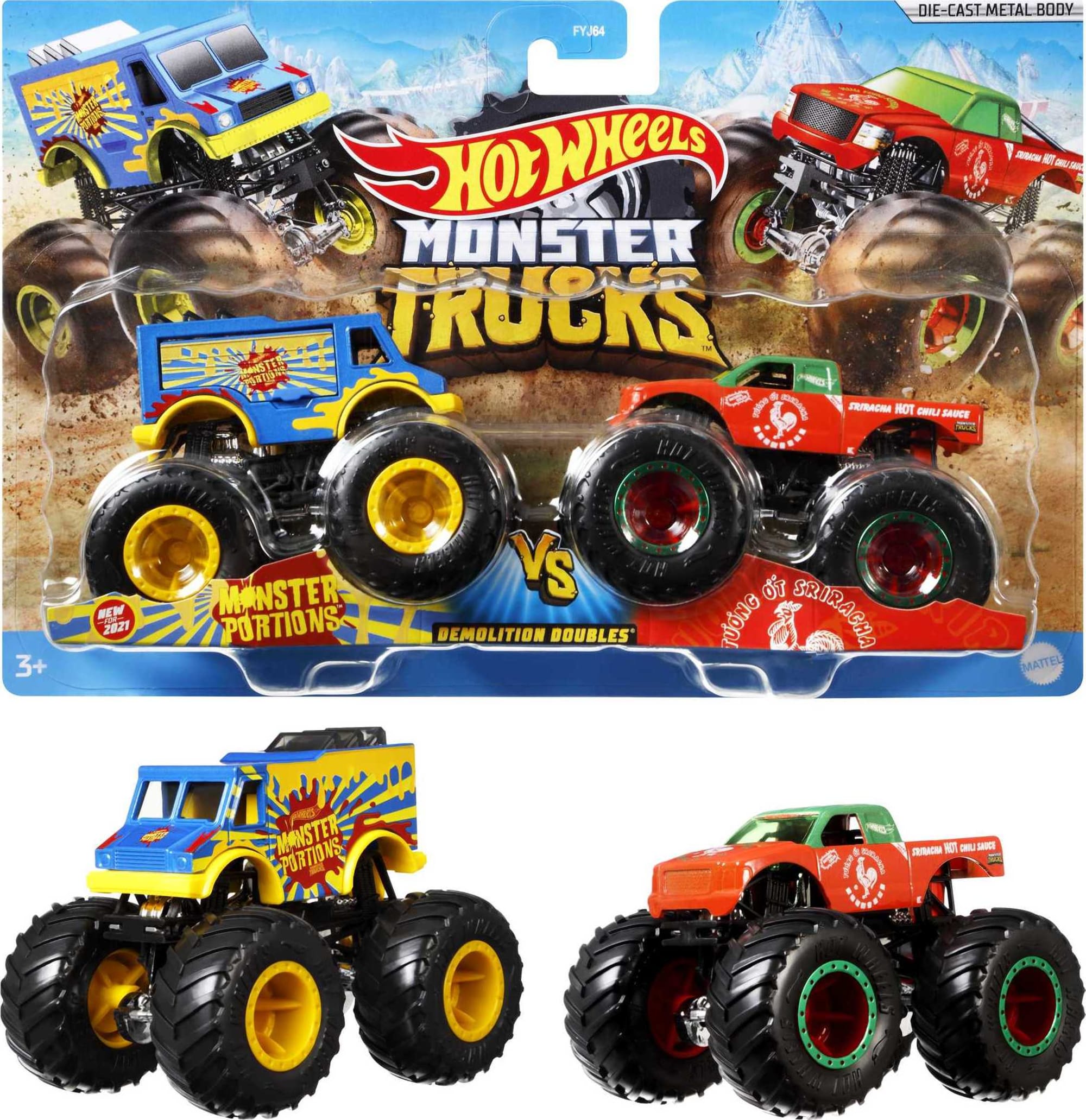 Hot Wheels Monster Trucks Demolition Doubles. 2-Pack Of 1:64 Scale Toy Trucks