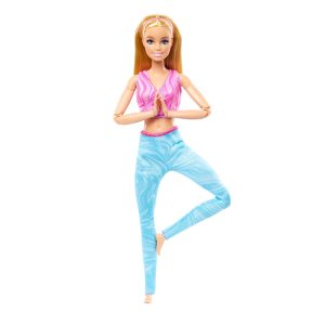 Barbie Made To Move Fashion Doll. Blonde Wearing Removable Sports Top & Pants. 22 Bendable Joints