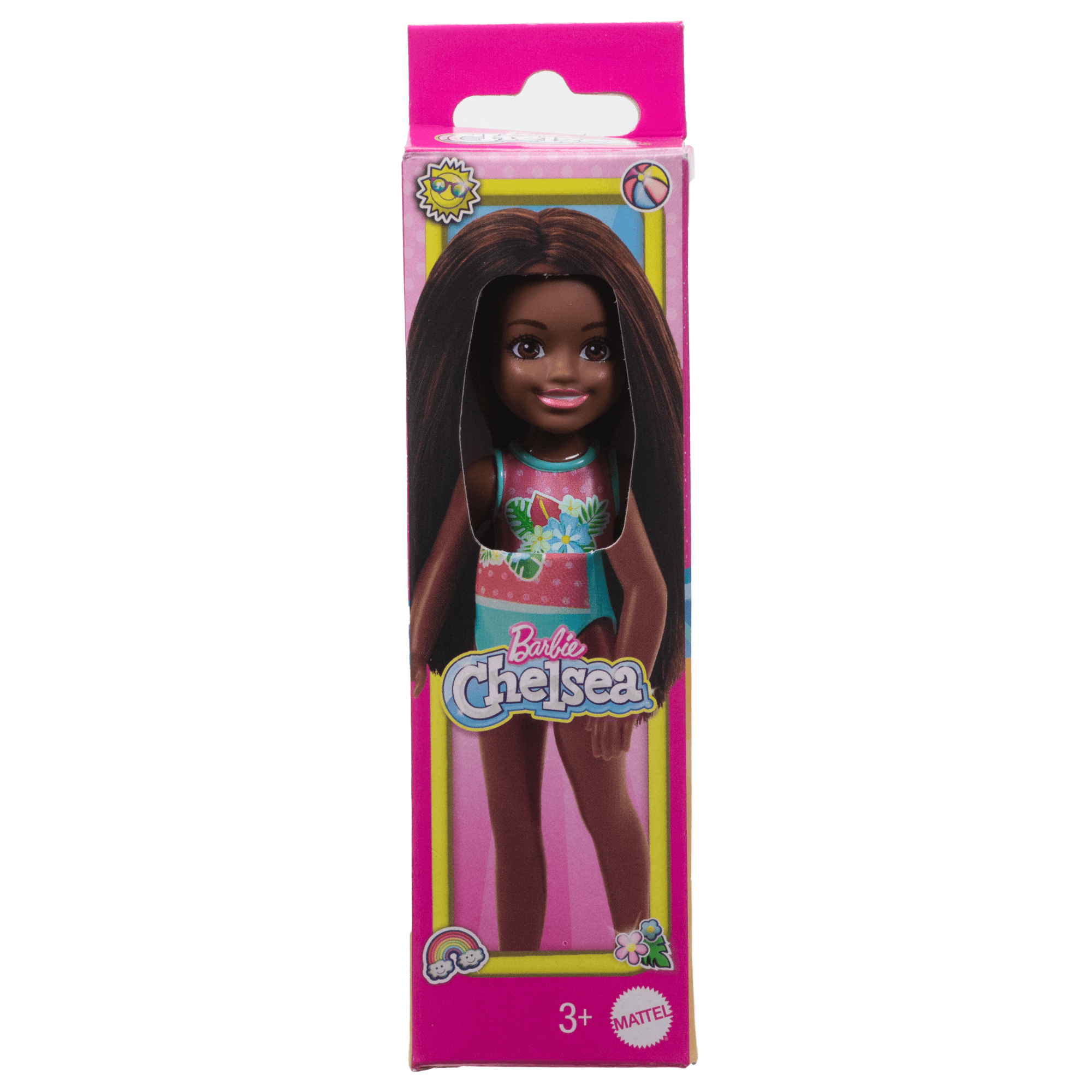 Barbie Chelsea Small Doll With Beach Swimsuit. Polka Dot & Floral Print. Brown Hair & Brown Eyes - Image 6
