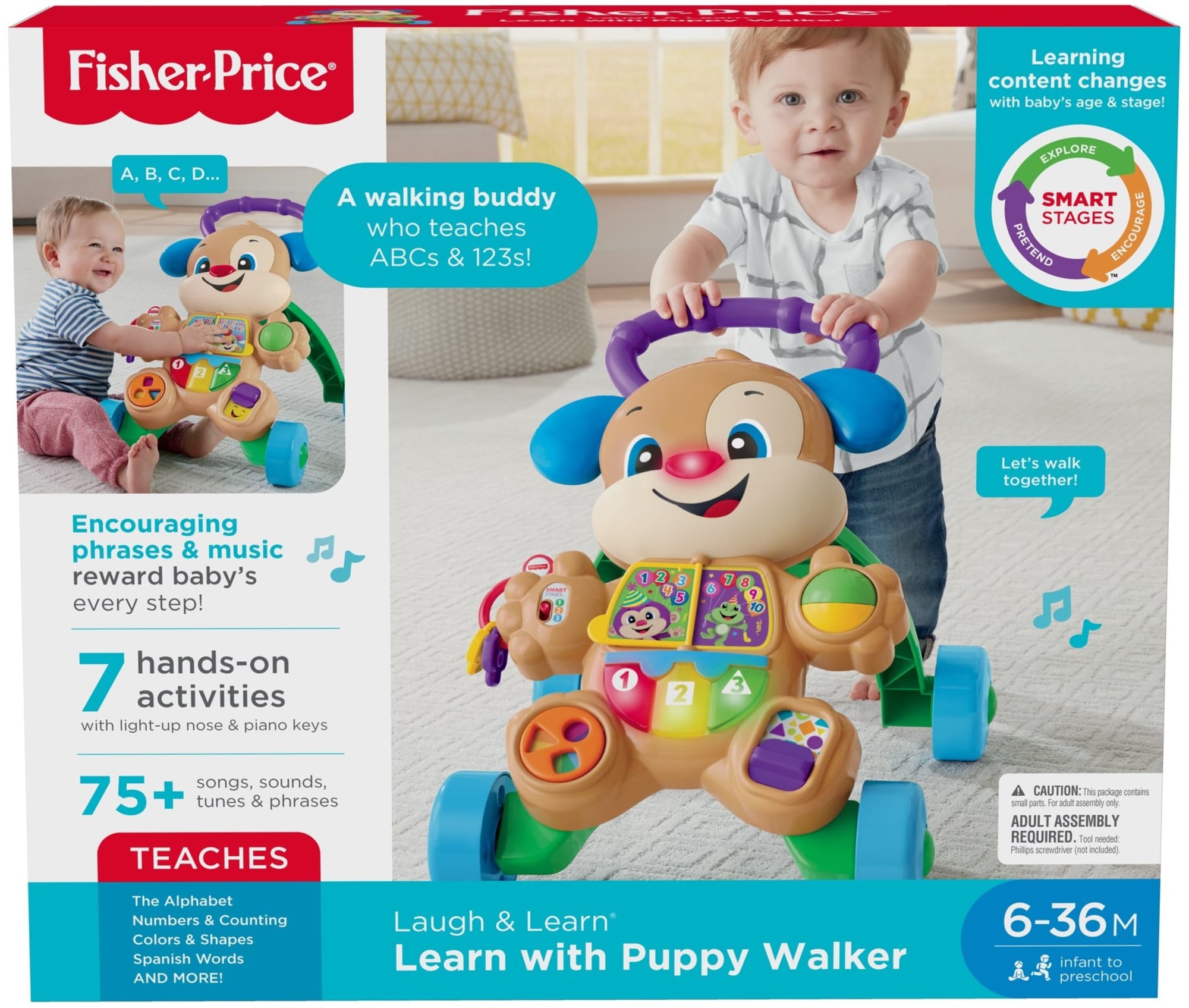 Fisher-Price Laugh & Learn Smart Stages Learn With Puppy Walker Baby & Toddler Toy - Image 6
