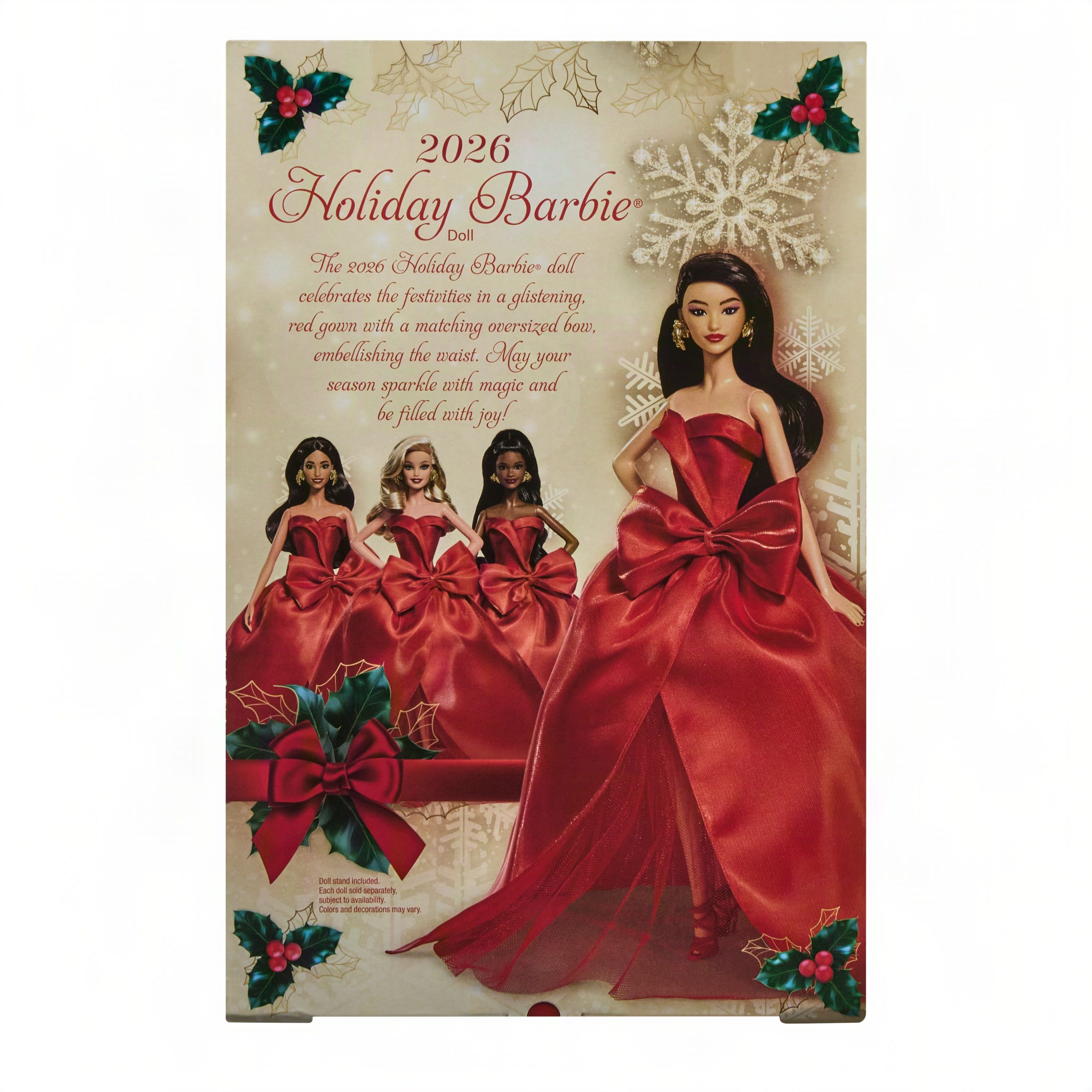 Barbie Signature 2026 Holiday Barbie Fashion Doll. Seasonal Collector. Dark Brown Hair With Red Gown With Bow Detail - Image 6