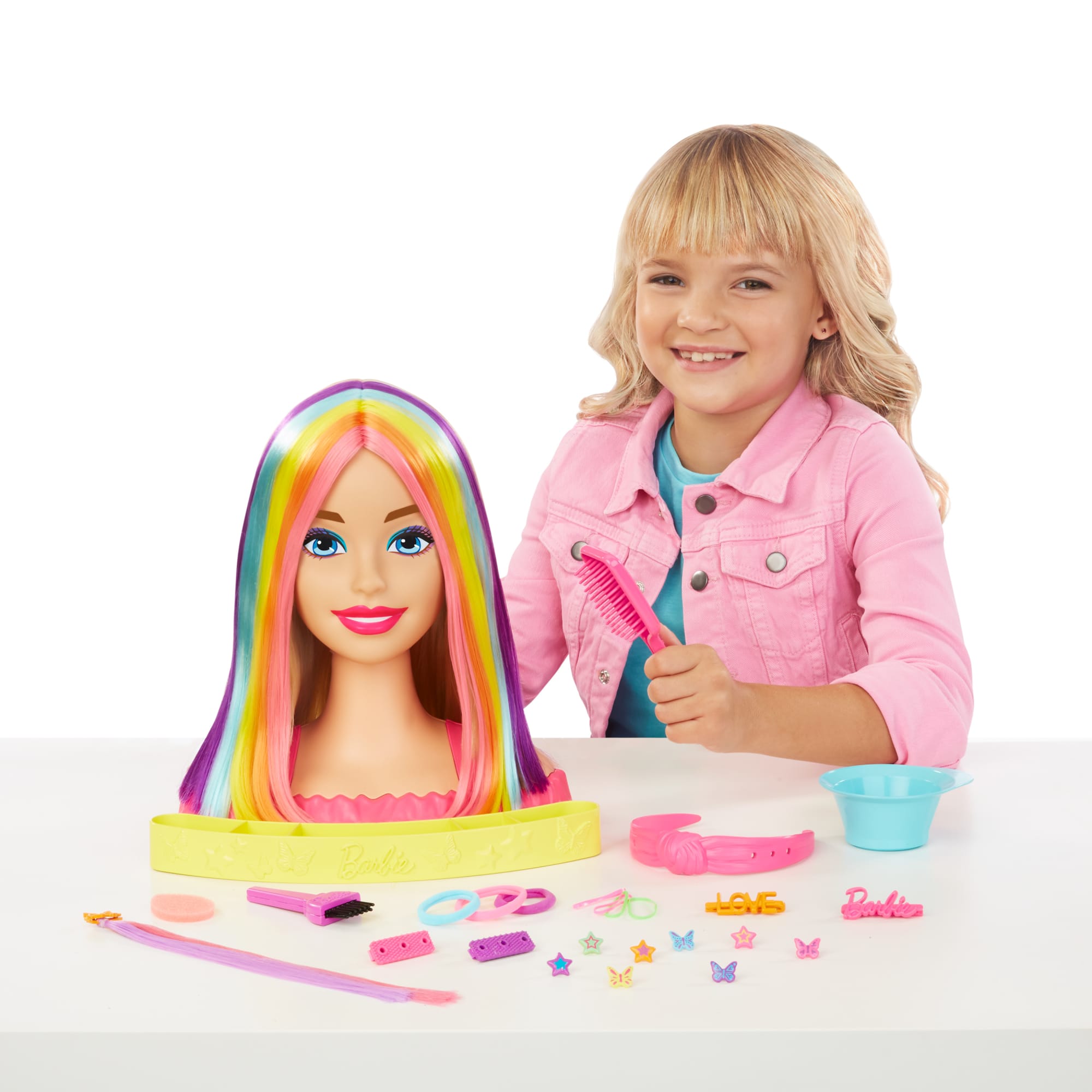 Barbie Deluxe Styling Head. Barbie Totally Hair. Blonde Rainbow Hair