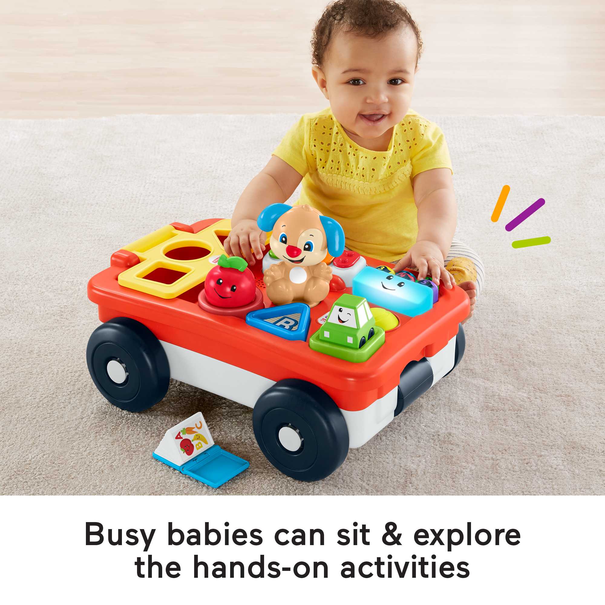 Fisher-Price Laugh & Learn Pull & Play Learning Wagon Baby & Toddler Toy With 4 Accessories - Image 3