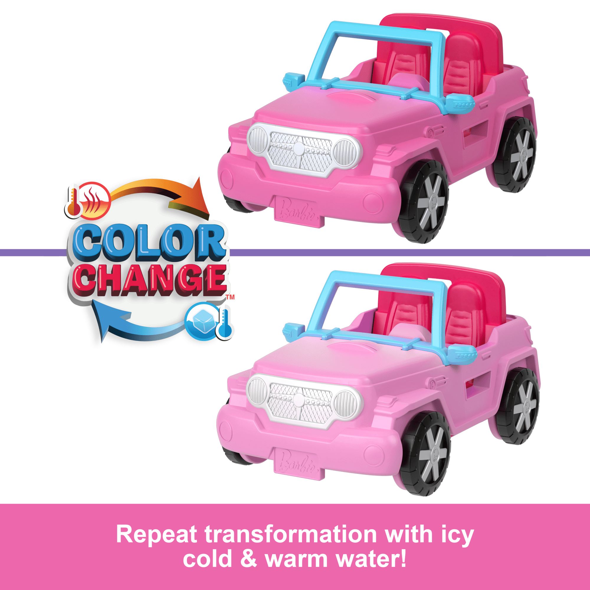 Barbie Mini Barbieland Doll & Vehicle Set With 1.5-inch Doll. Color-Change Suv & Tent Accessory - Image 3