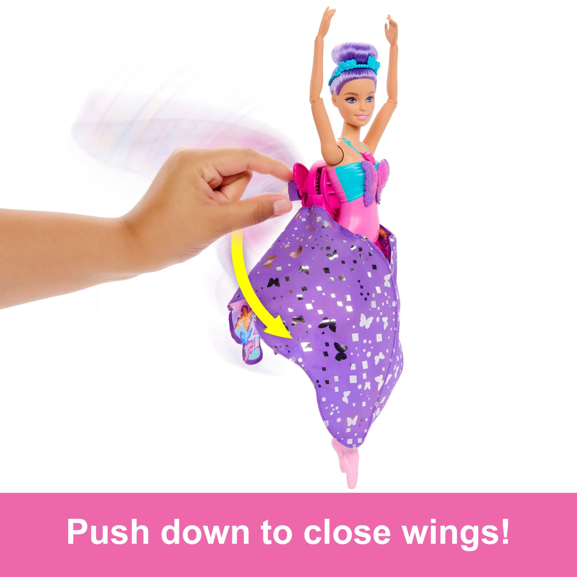 Barbie Dance And Flutter Doll With 2-in-1 Transformation From Dancer To Butterfly. Purple Hair - Image 4