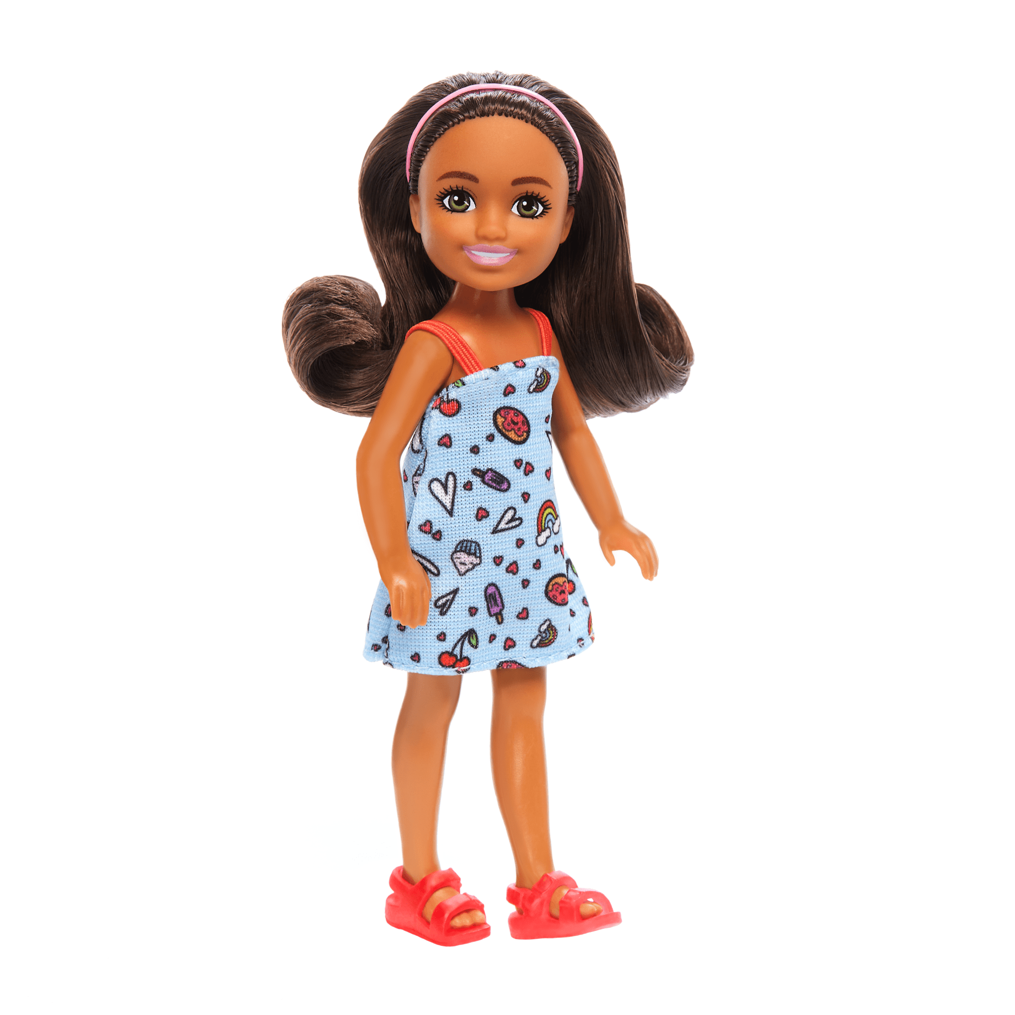 Barbie Chelsea Doll. Small Doll Wearing Removable Blue Dress With Brown Hair & Green Eyes - Image 2