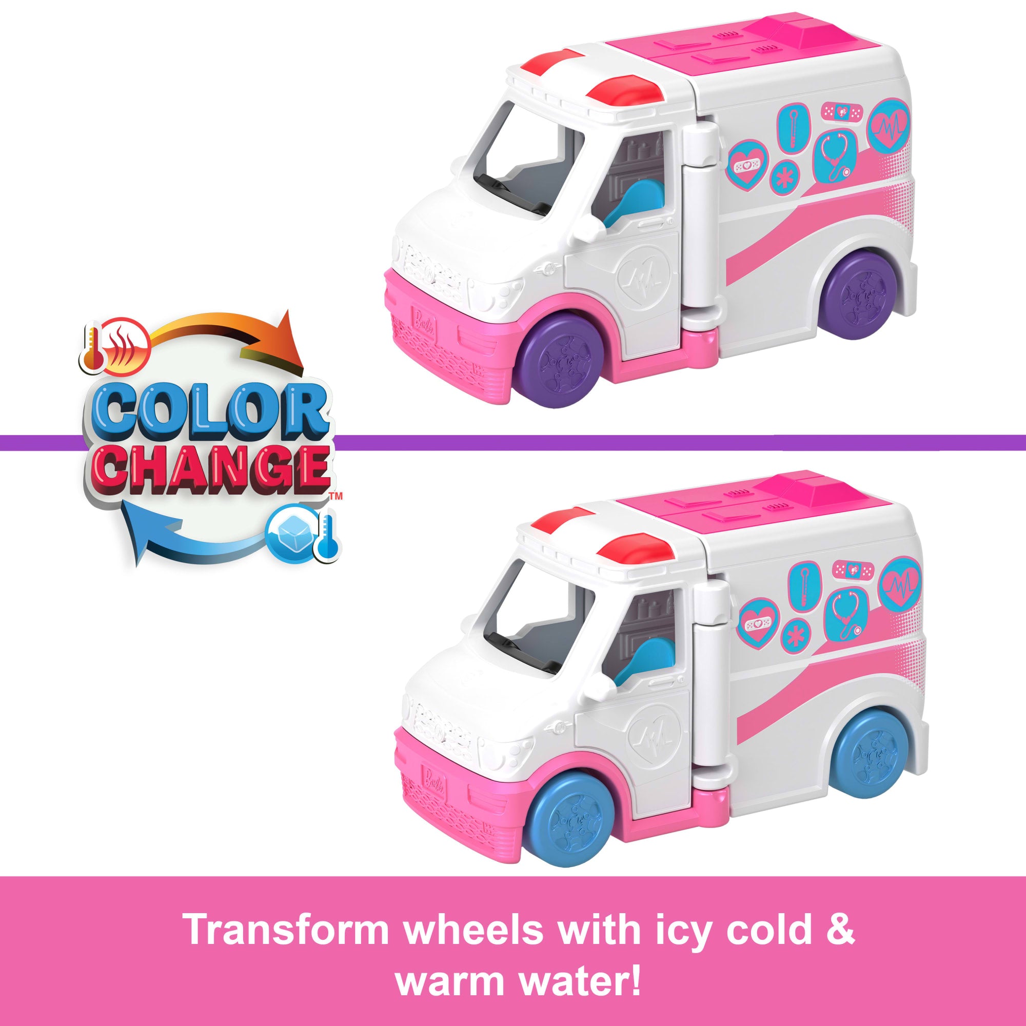 Barbie Mini Barbieland Doll & Vehicle Set With 1.5-inch Doll. Color-Change Care Clinic - Image 3