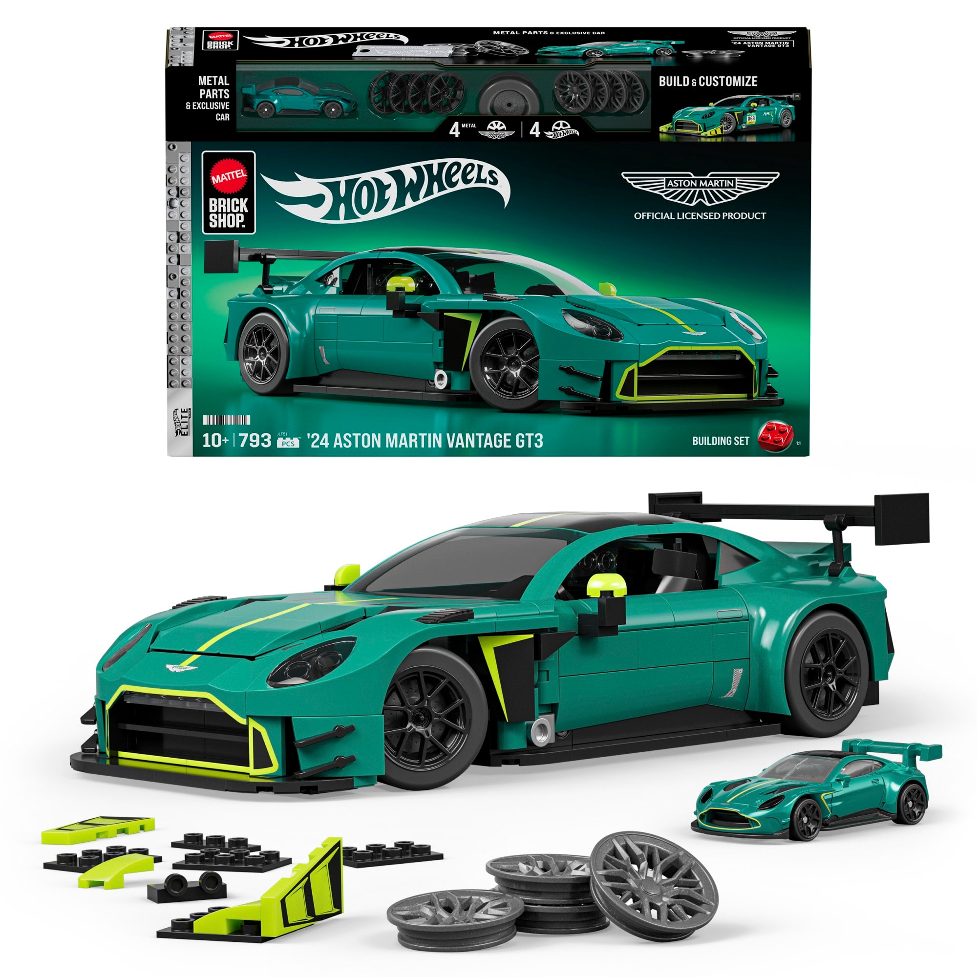 Mattel Brick Shop Hot Wheels-Coffret de Construction Aston Martin Vantage Gt3