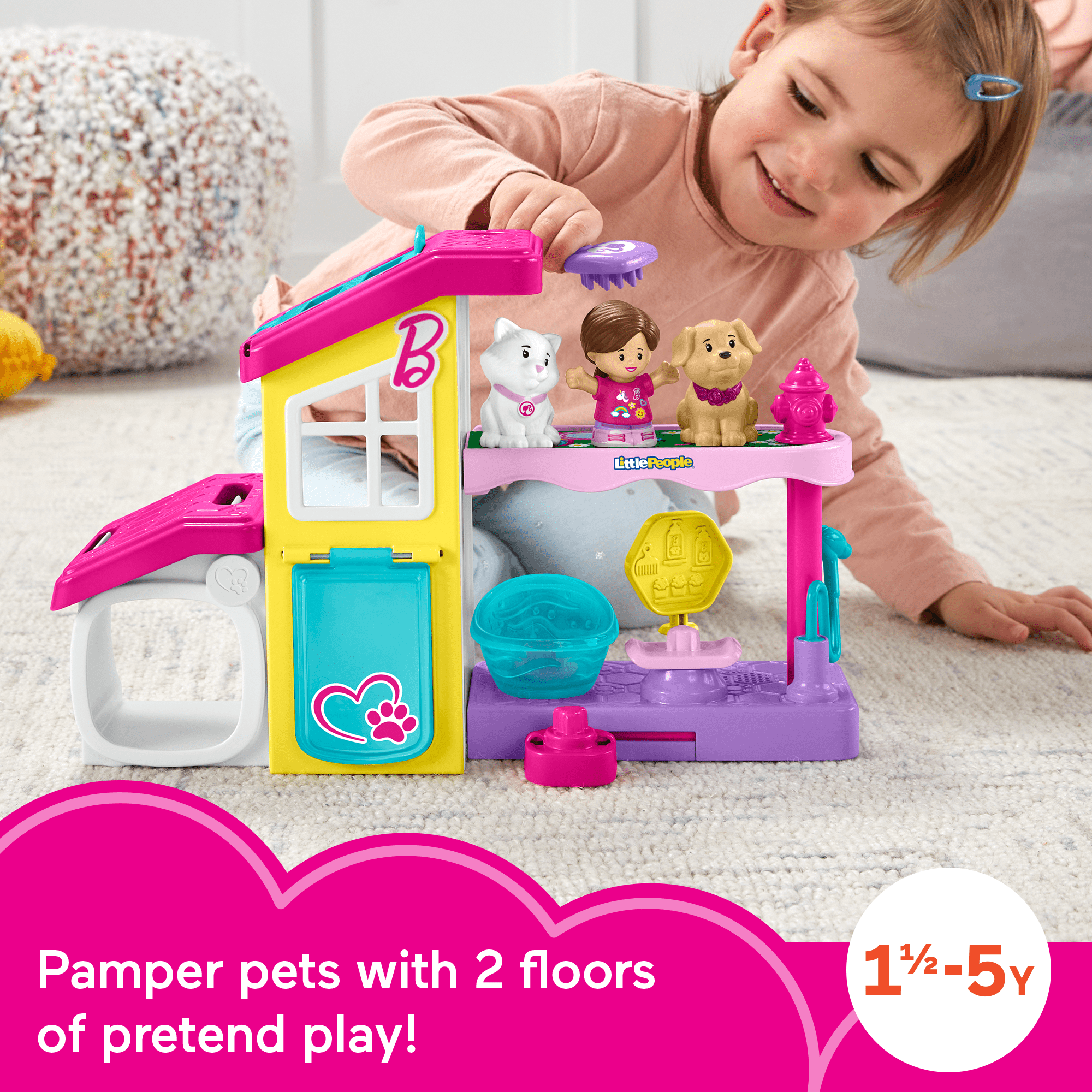 Fisher-Price Little People Barbie Play And Care Pet Spa Musical Toddler Playset. 4 Pieces - Image 2