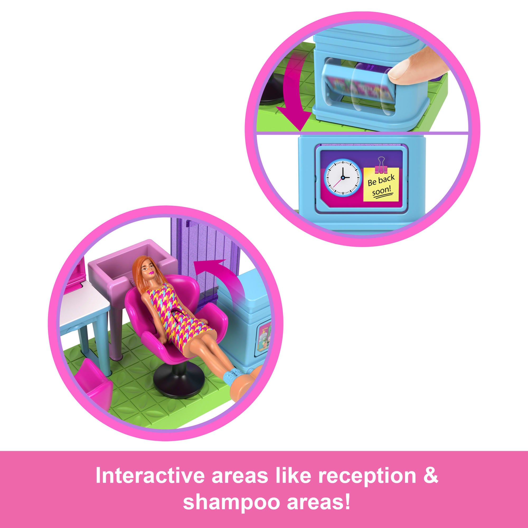 Barbie Mini Barbieland Collectible Hair Salon Playset With 1.5-Inch Barbie Doll. Interactive Play Areas For Storytelling Fun - Image 3