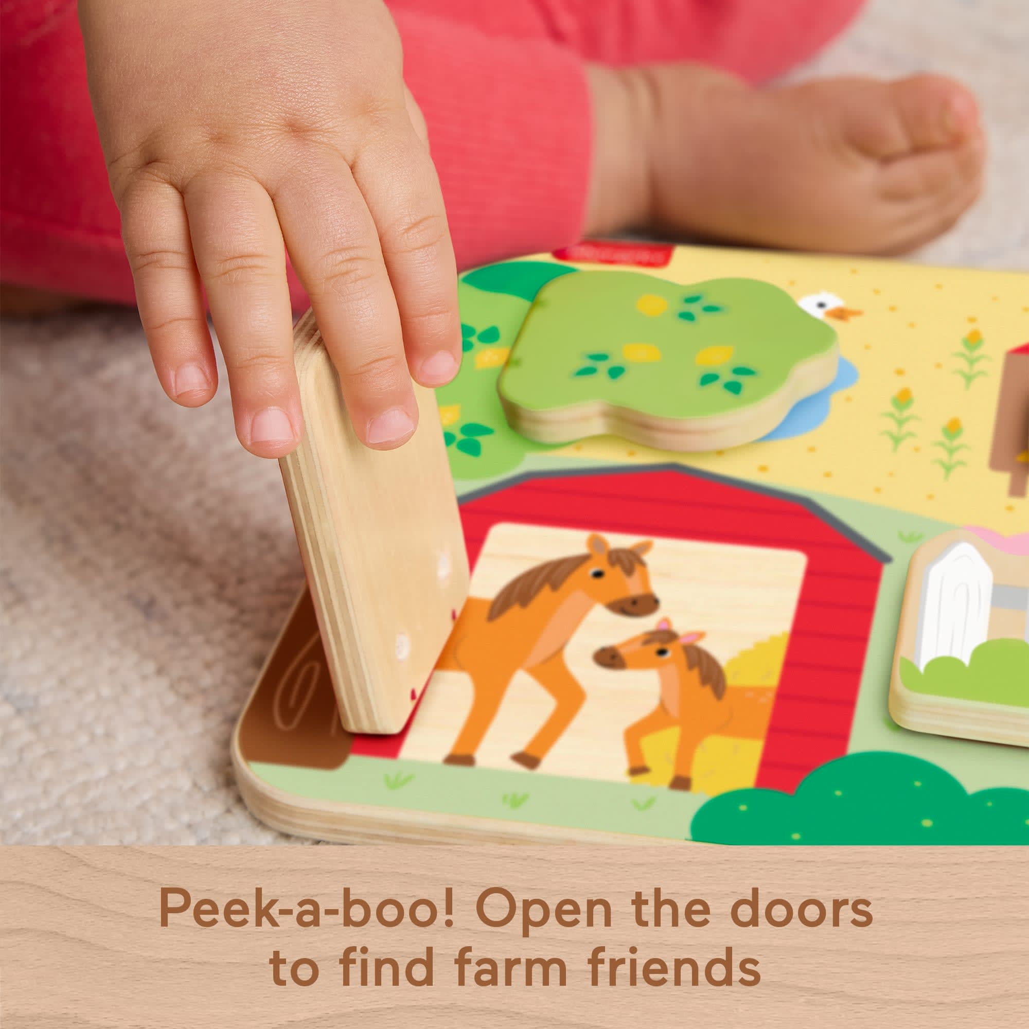 Fisher-Price Wooden Farm Animal Board Busy Activity Toy For Baby & Toddler. 1 Wood Piece - Image 3