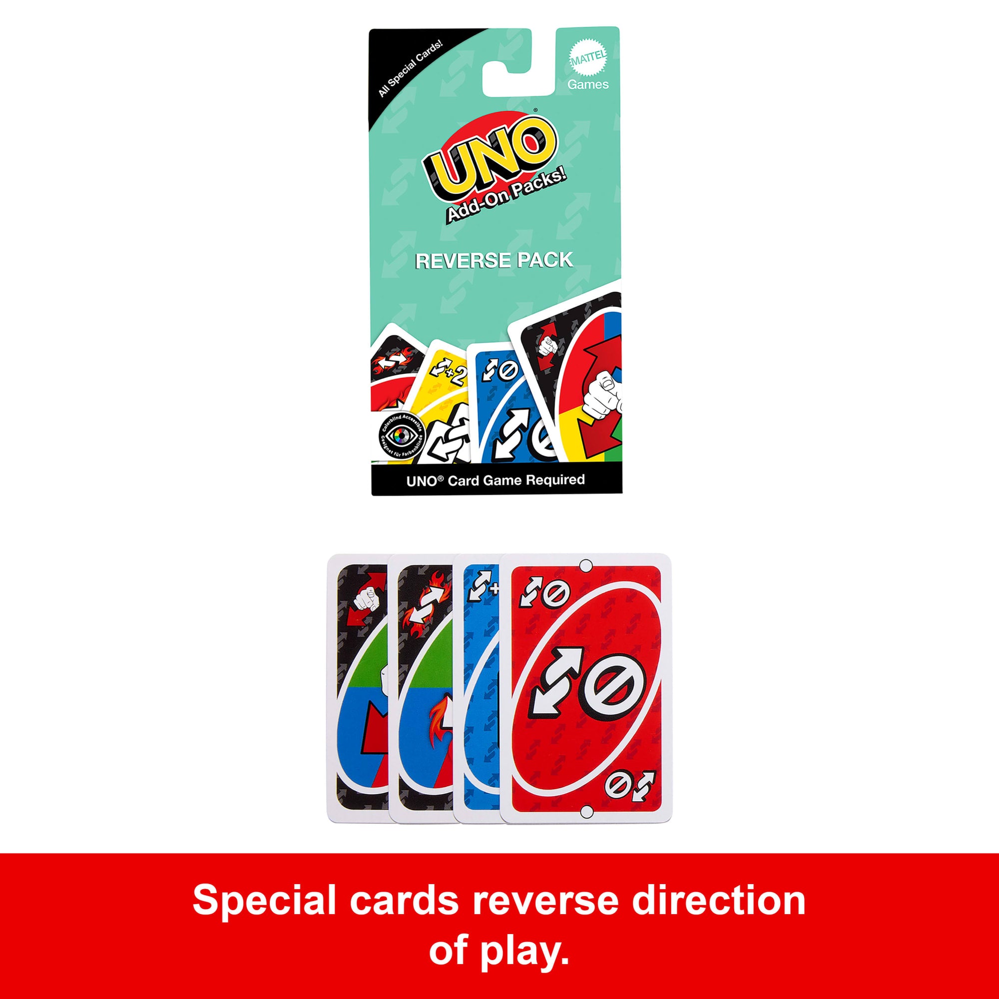 UNO Add-On-Packs Reverse Pack Card Game For Kids. Family & Game Nights. Travel. Camping & Parties - Image 3
