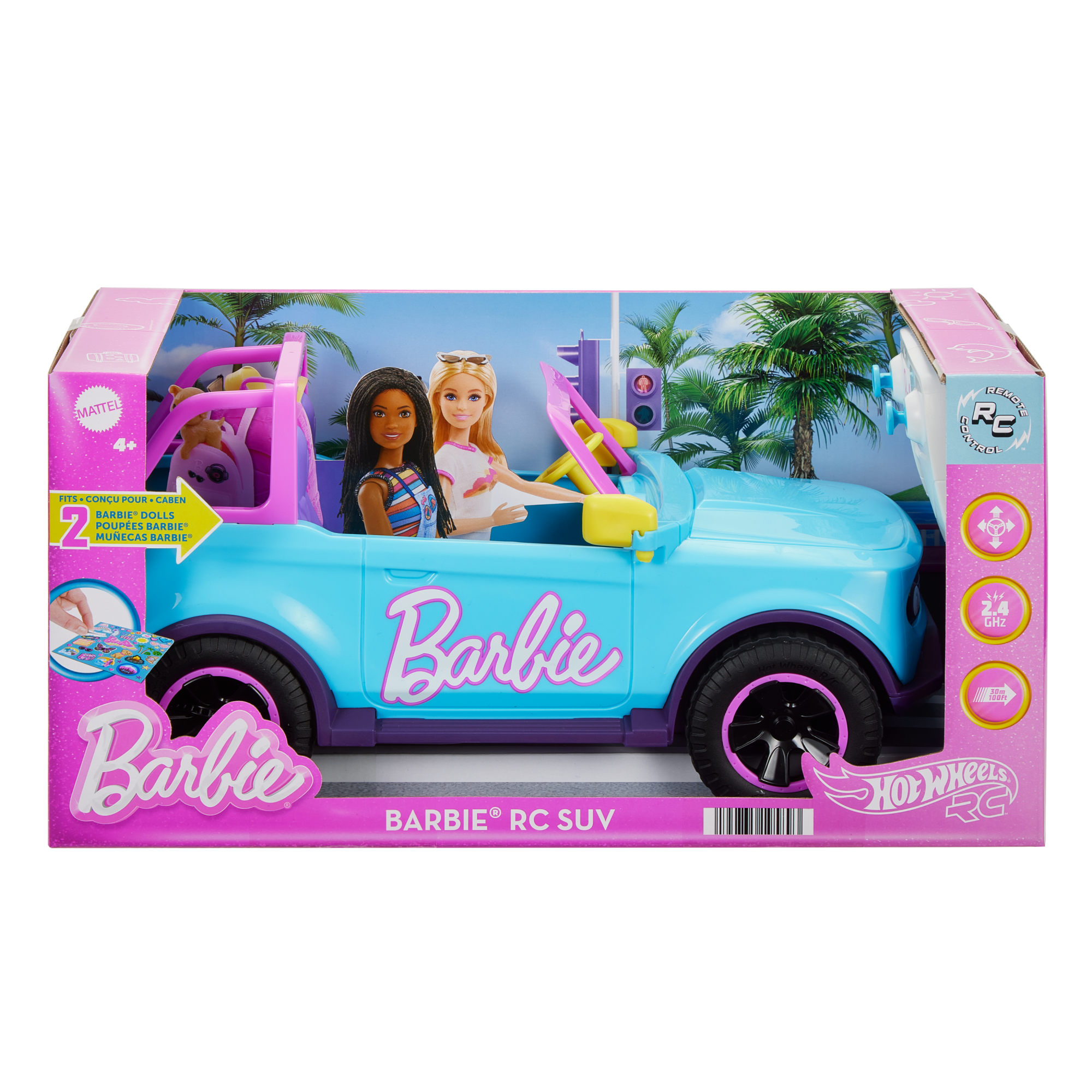 Hot Wheels Barbie RC Suv & Stickers. Battery-Powered Toy Truck. Fits 2 Barbie Dolls - Image 6