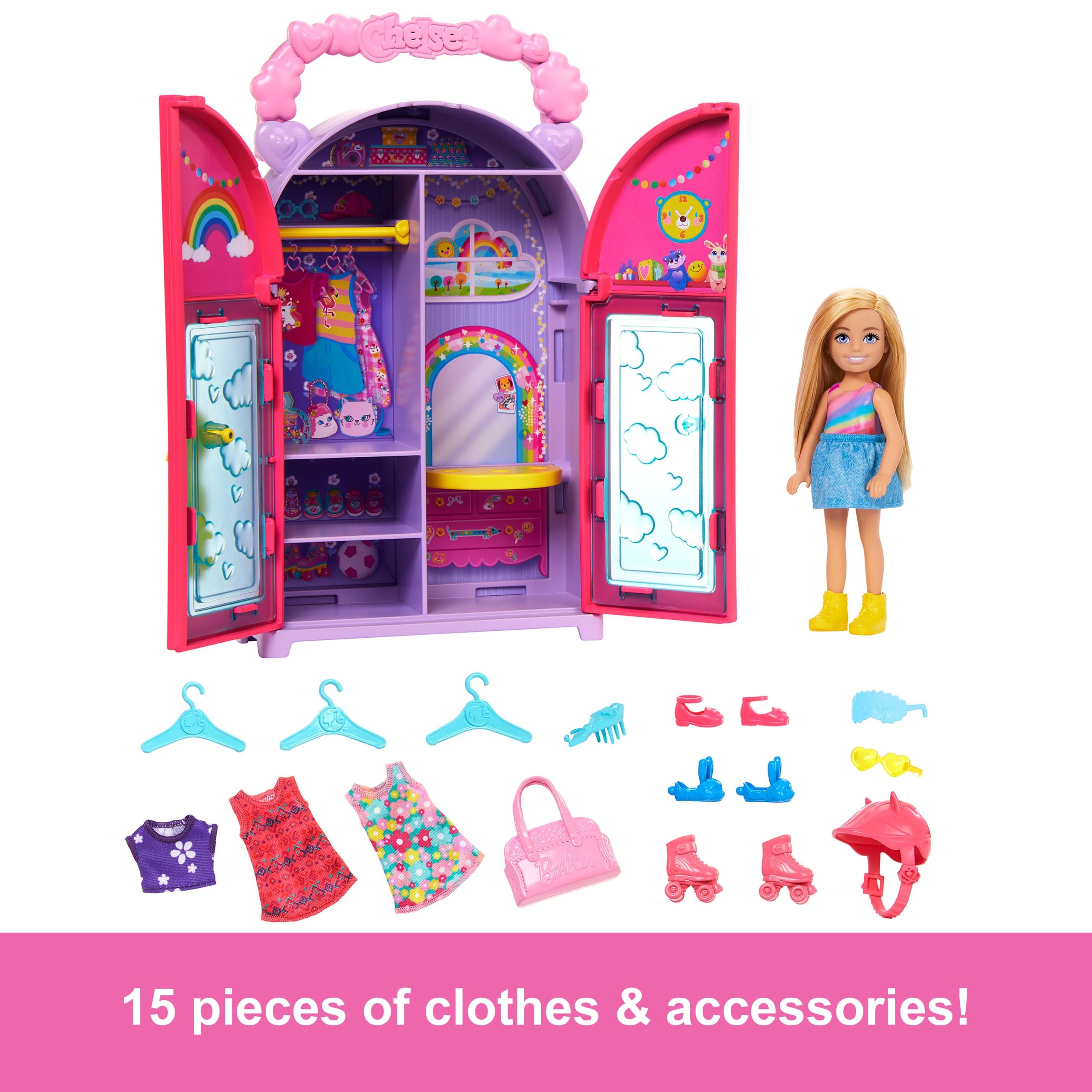 Barbie Chelsea Doll & Closet Toy Playset With Clothes & Accessories - Image 2