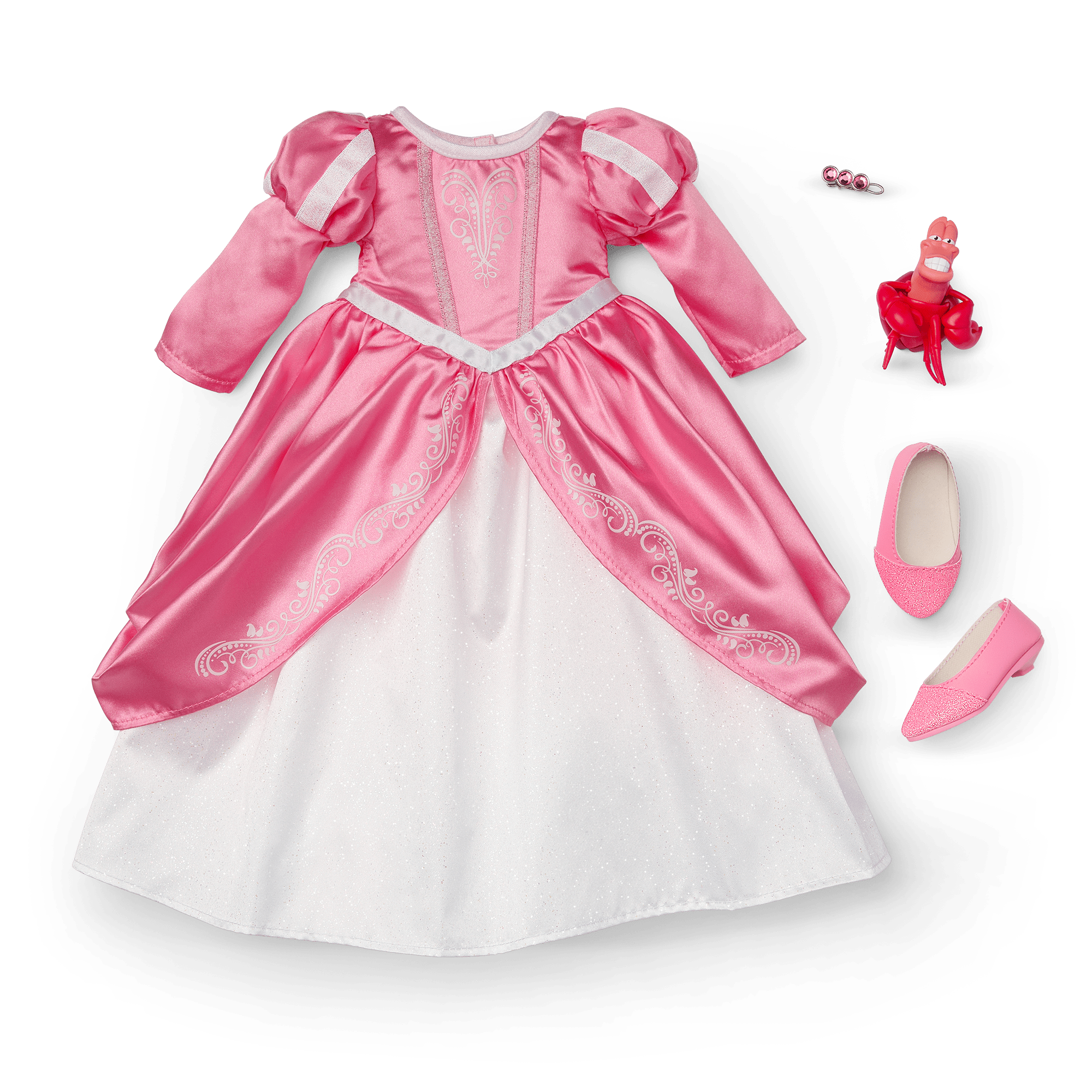 American Girl® Disney Princess Ariel Castle Ball Gown. Sebastian & Accessories for 18-inch Dolls