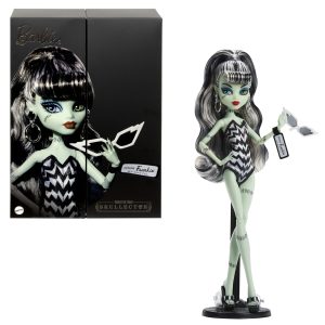 Monster High X Barbie Doll. Frankie Stein With Original Barbie Swimsuit. Black Dress And Accessories