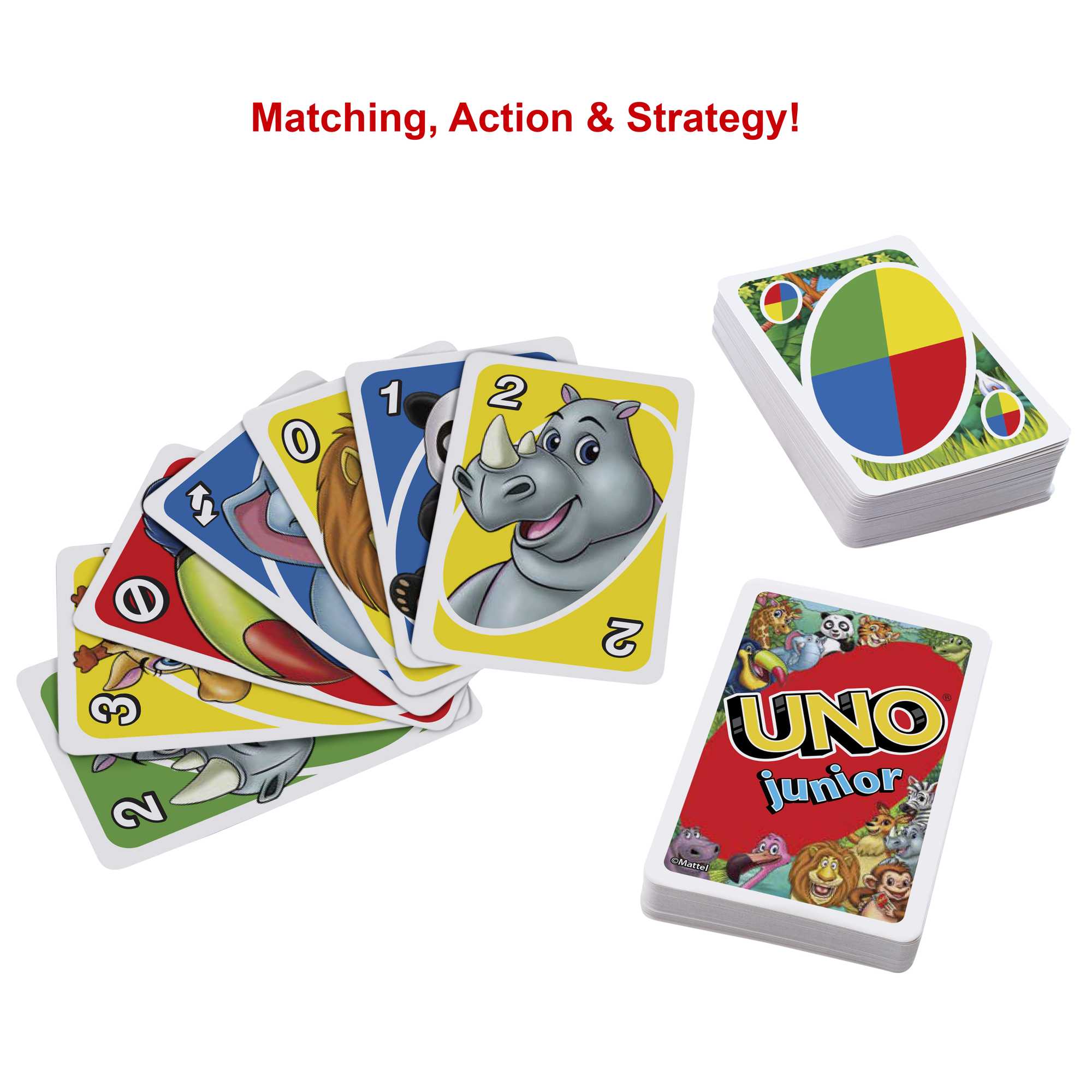 UNO Junior Card Game For Kids With Simple Rules & Animal Matching For 2-4 Players - Image 4