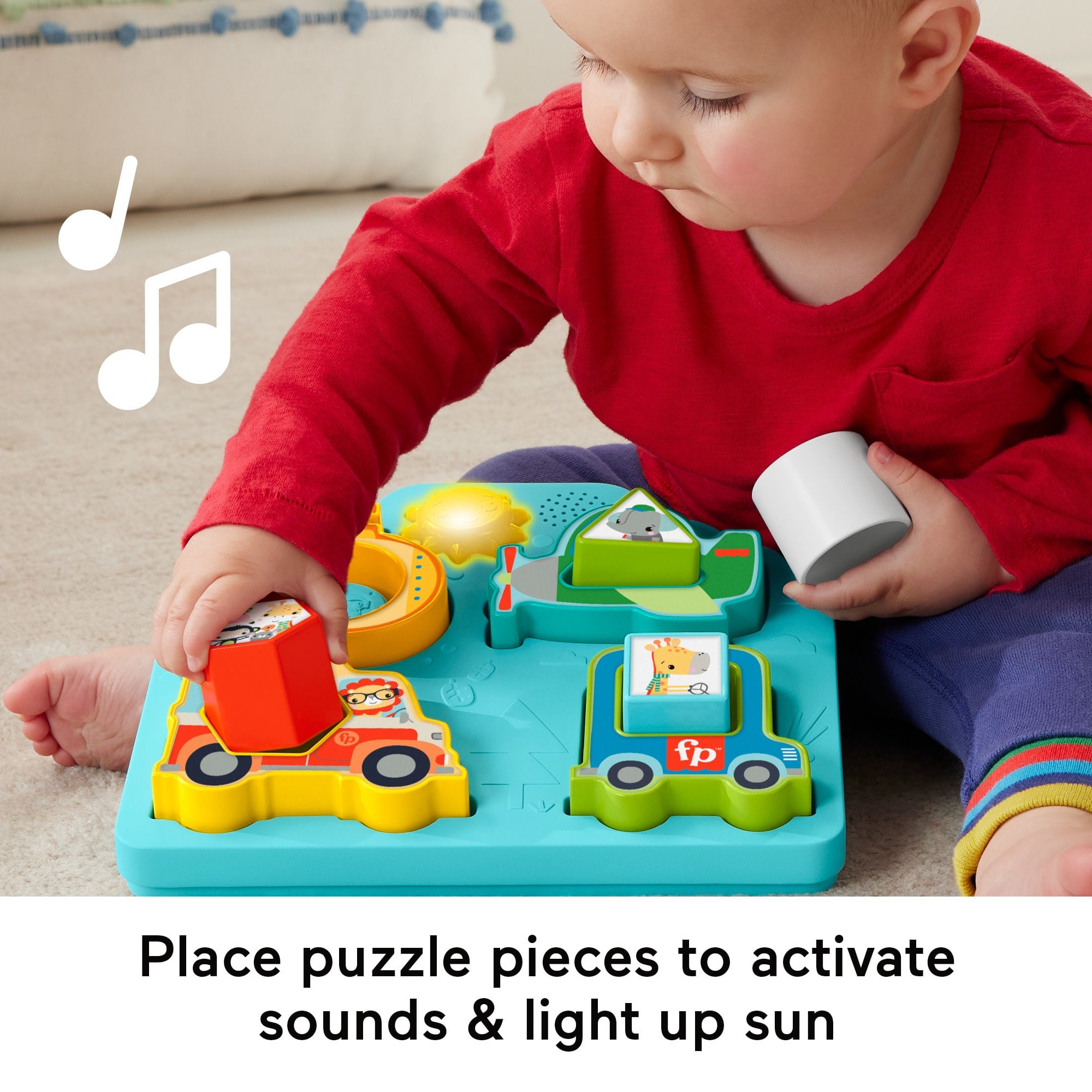 Fisher-Price Shapes & Sounds Vehicle Puzzle Baby Sorting Toy With Music & Lights - Image 3