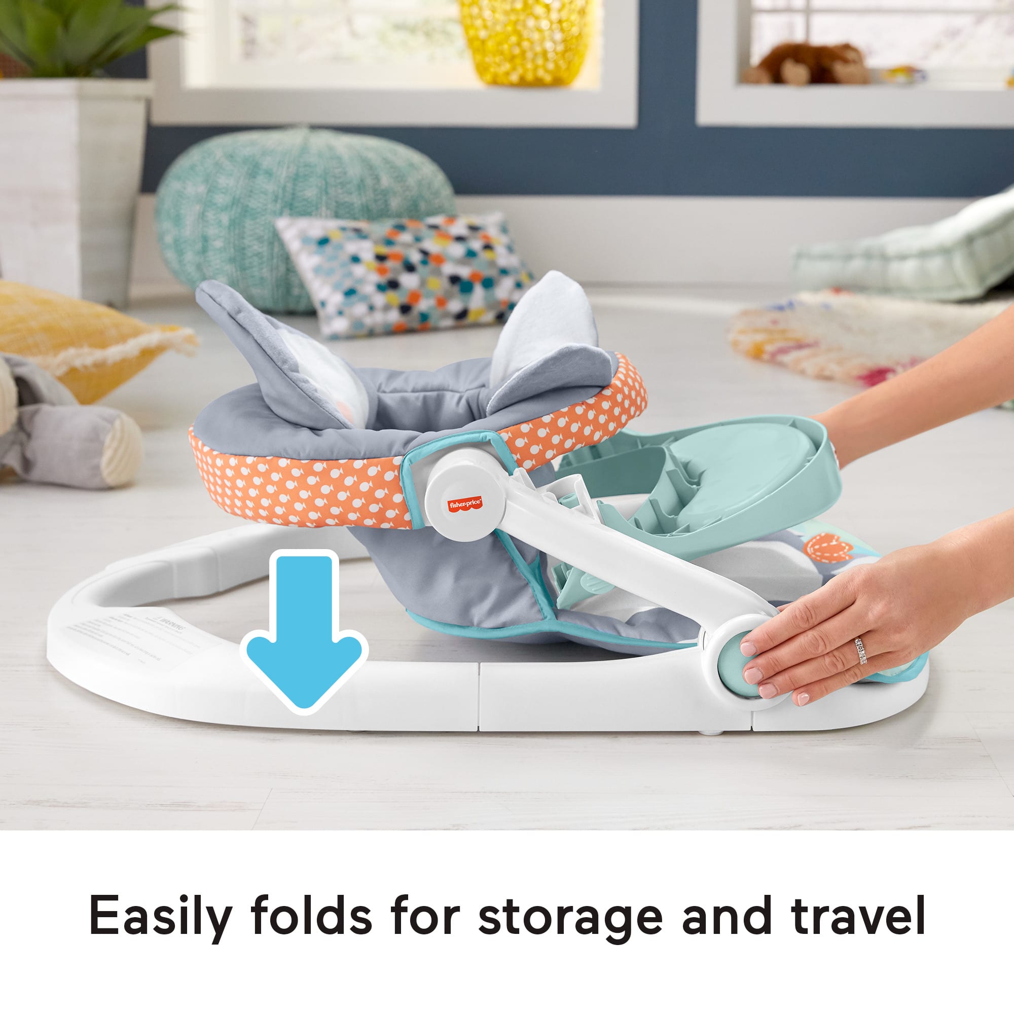 Fisher-Price Sit-Me-Up Floor Seat Portable Baby Chair With Snack Tray & Toys. Penguin Island - Image 3