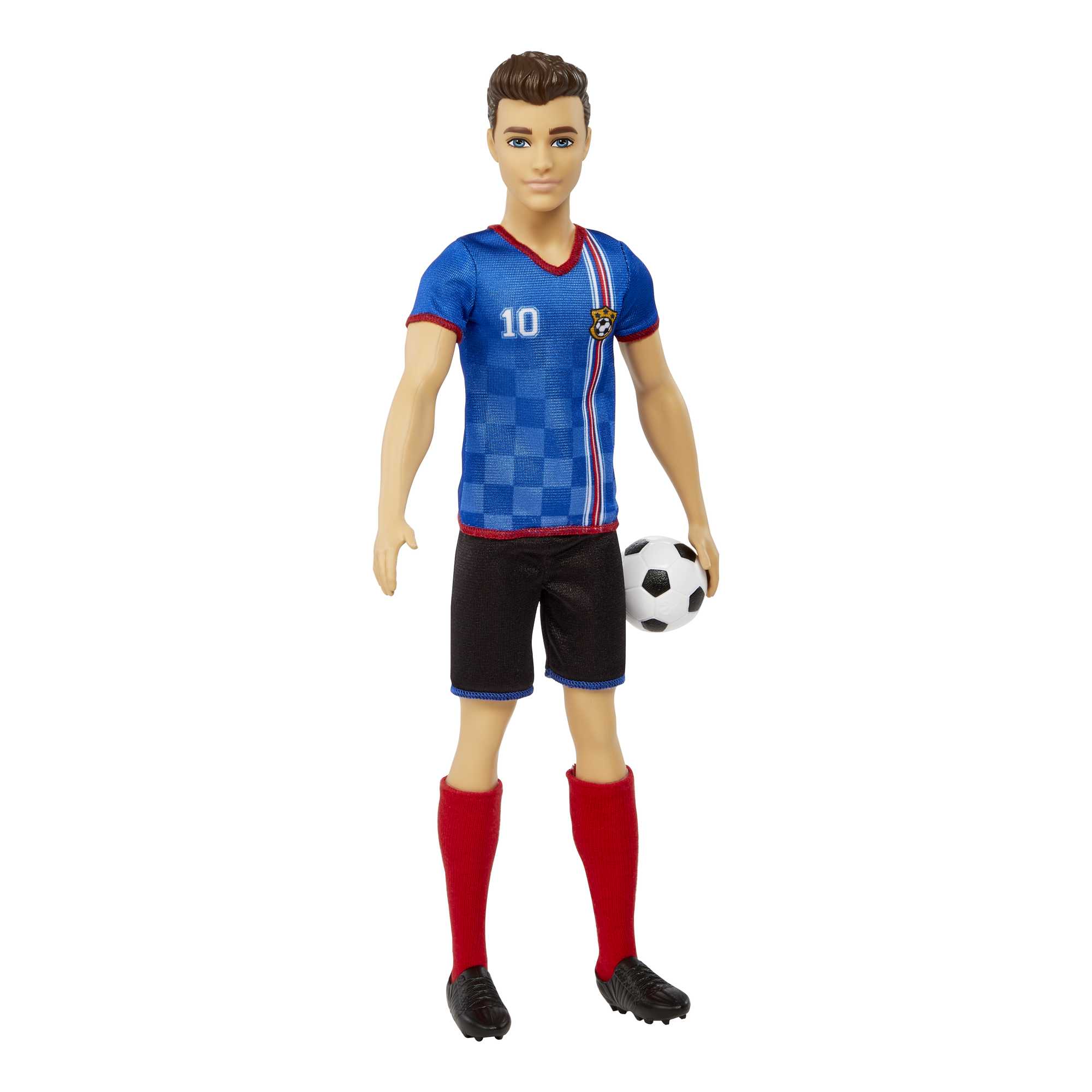 Ken Soccer Doll. Cropped Hair. #10 Uniform. Soccer Ball. Cleats. Socks. 3 & Up - Image 5