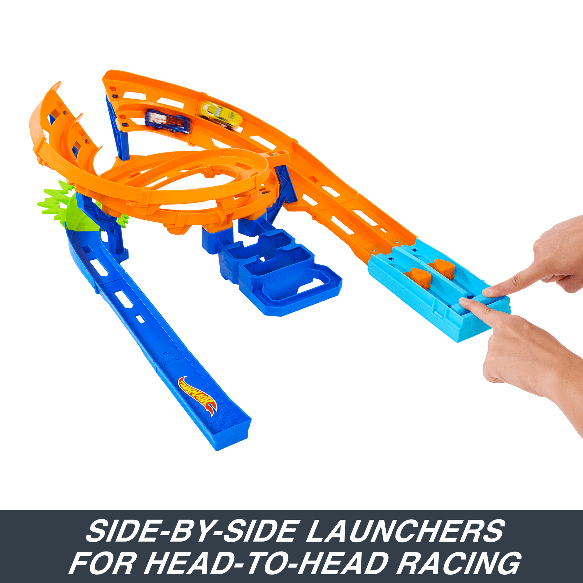 Hot Wheels Whip Around Raceway. 2 Toy Cars in 1:64 Scale. Storage - Image 4