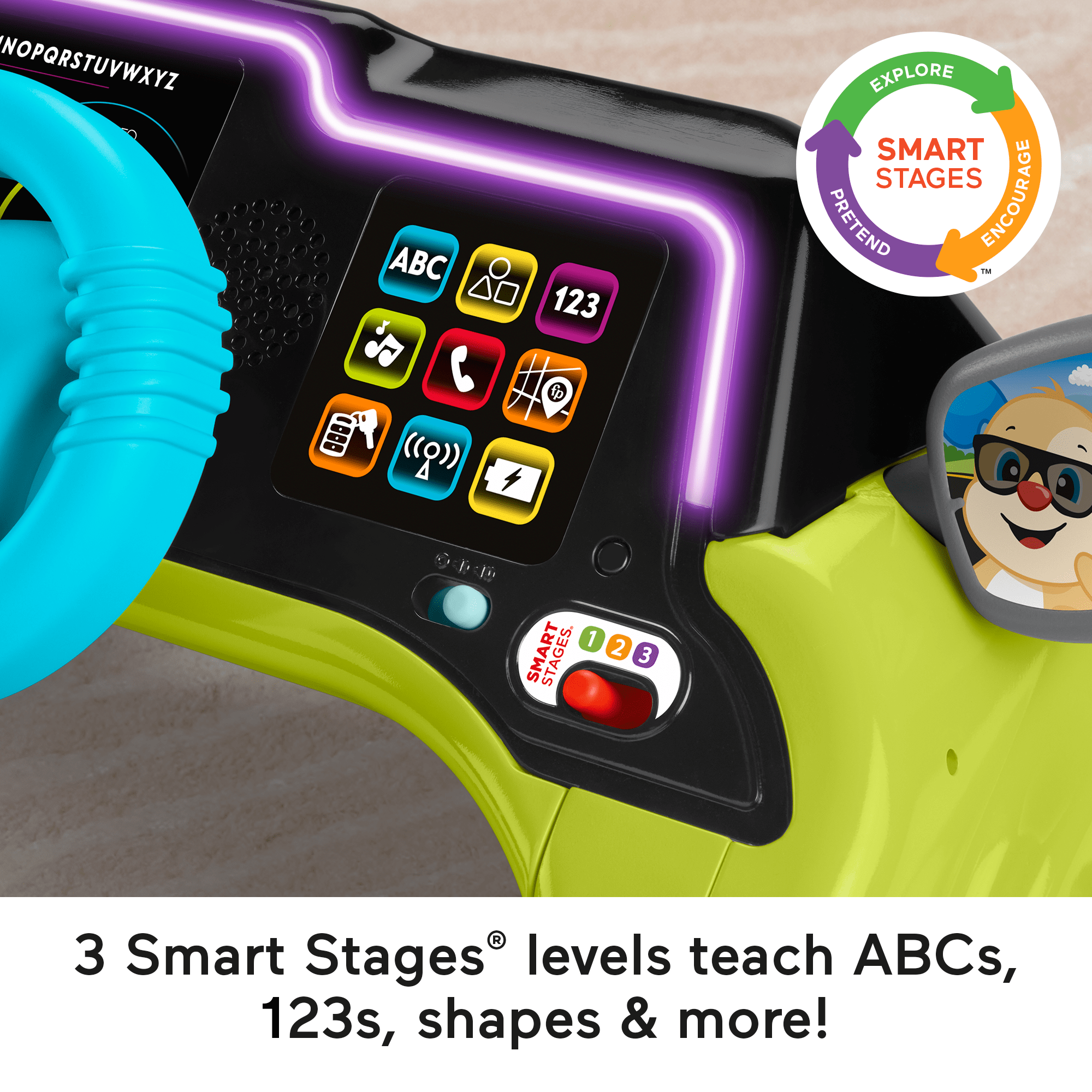 Fisher-Price Laugh & Learn Sit & Steer Driver Activity Center Learning Toy For Infants & Toddlers - Image 5