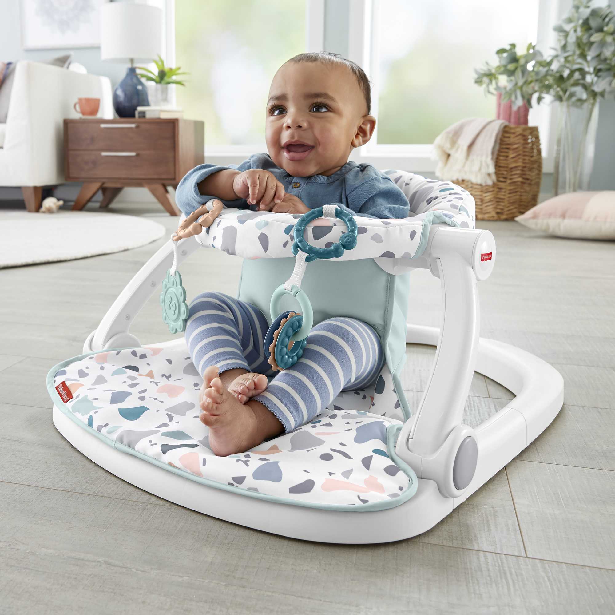 Fisher-Price Sit-Me-Up Floor Seat Portable Baby Chair With Toys. Pacific Pebble - Image 2