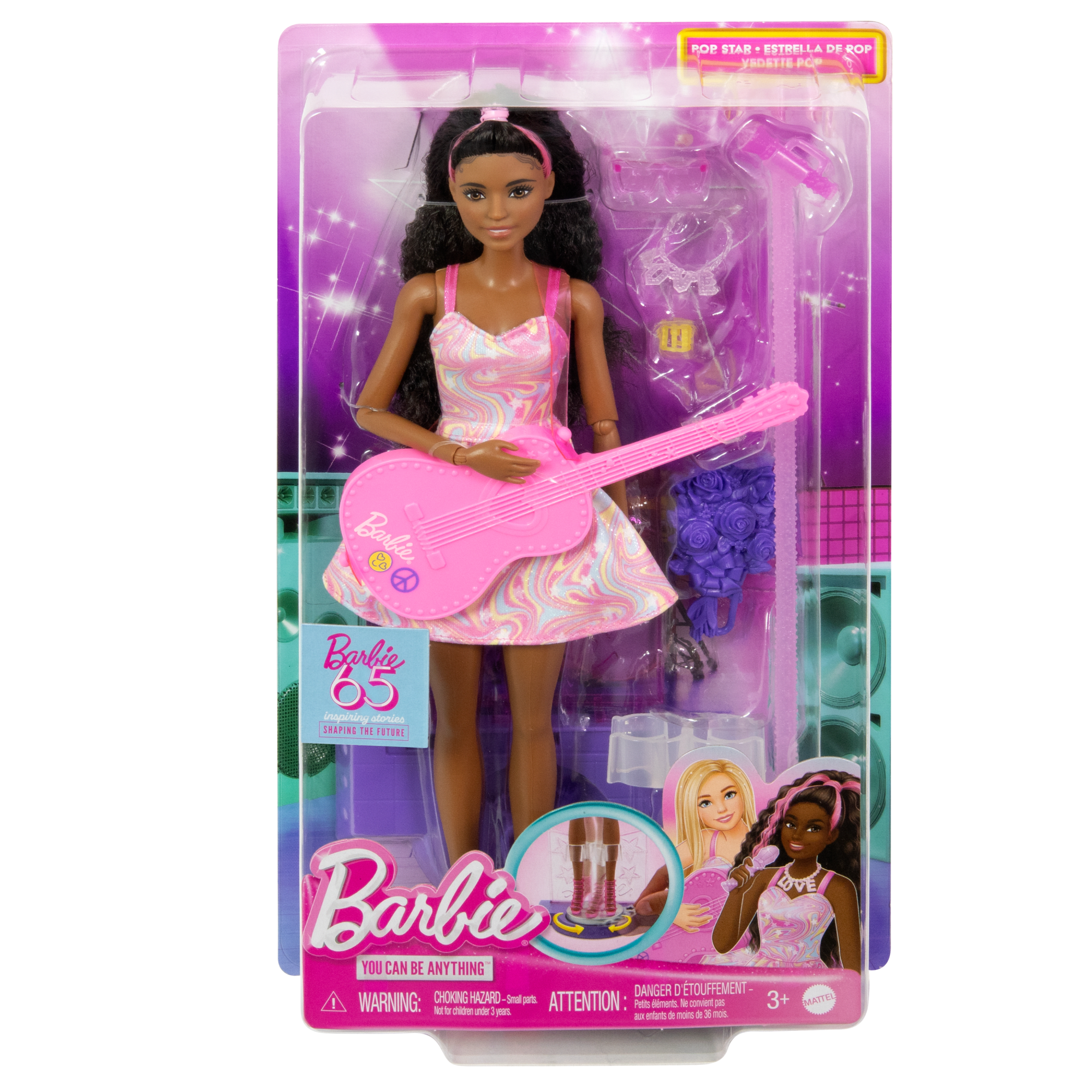 Barbie Pop Star Doll with Brown Hair & Pink Guitar - Image 6