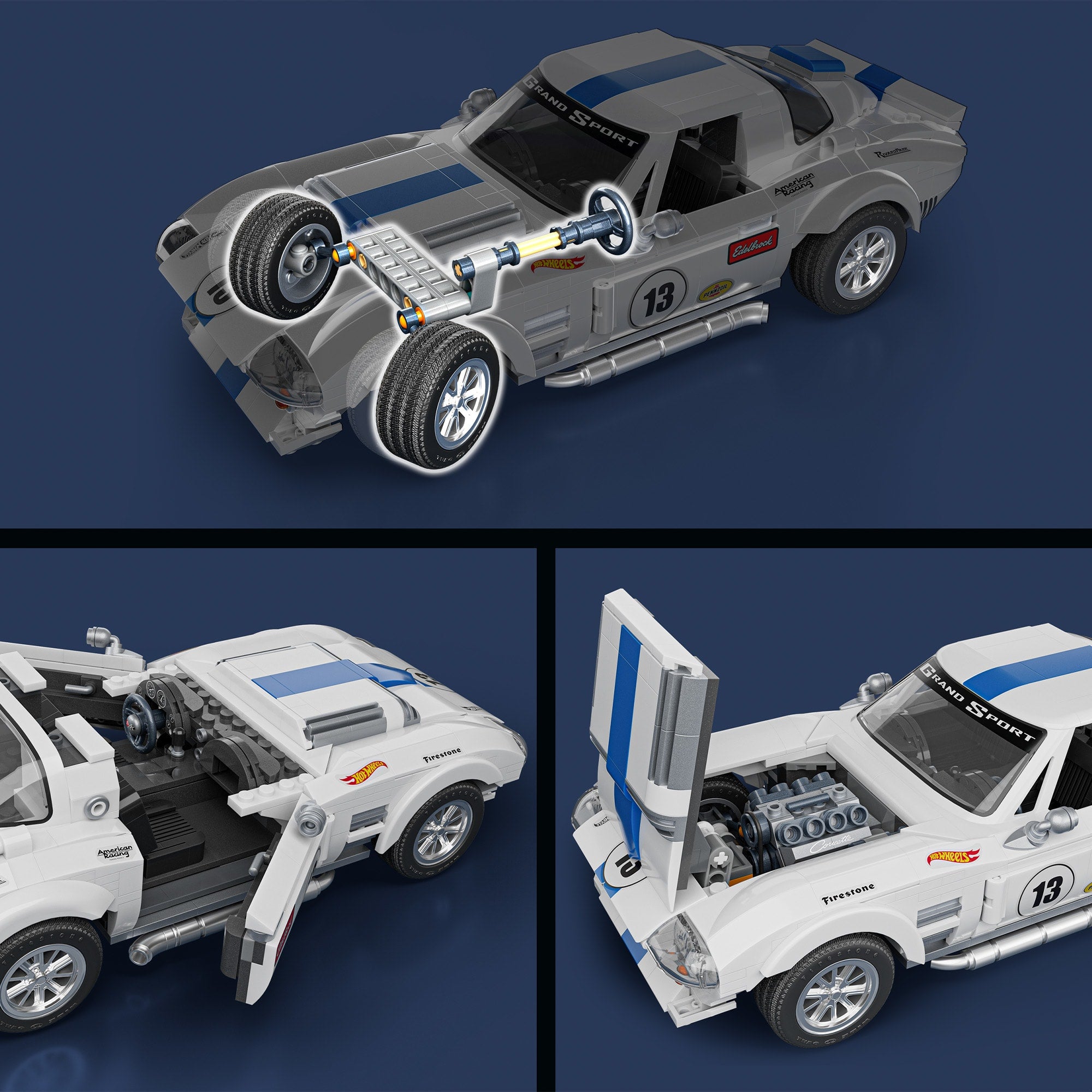 Mattel Brick Shop Hot Wheels Corvette Grand Sport Building Set - Image 6