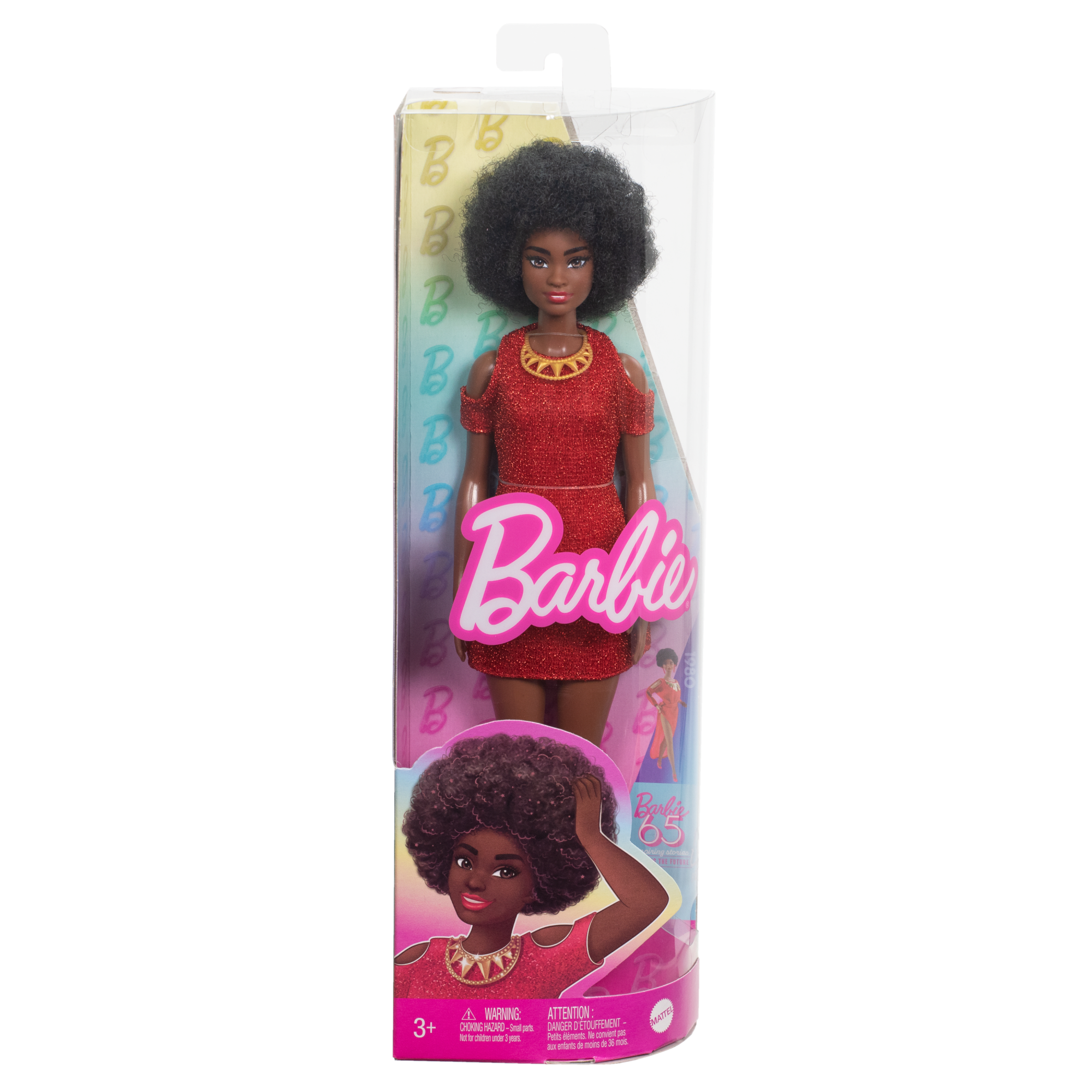 Barbie Fashionistas Doll #221 With Natural Black Hair. Red Dress & Accessories. 65th Anniversary - Image 6