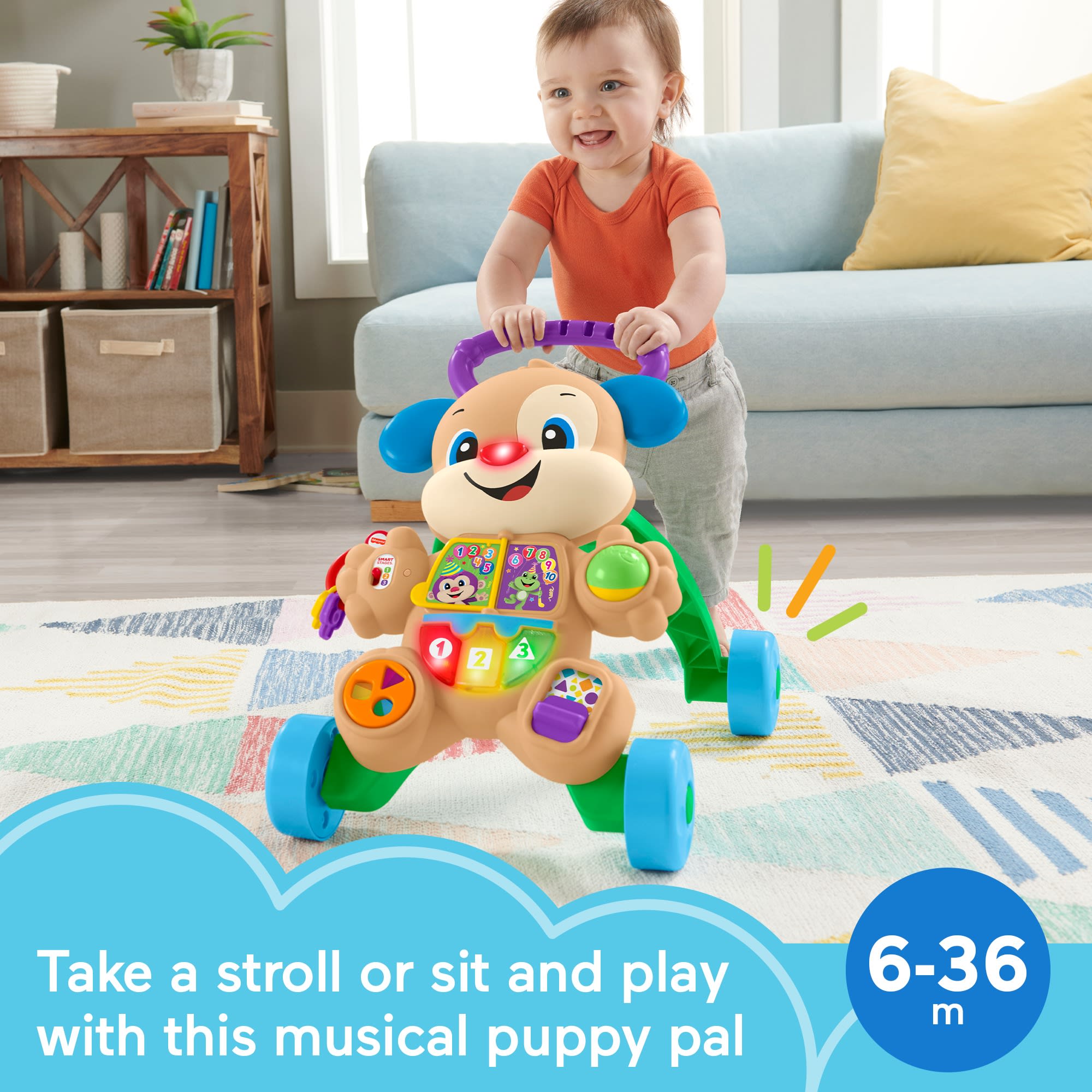 Fisher-Price Laugh & Learn Smart Stages Learn With Puppy Walker Baby & Toddler Toy - Image 2