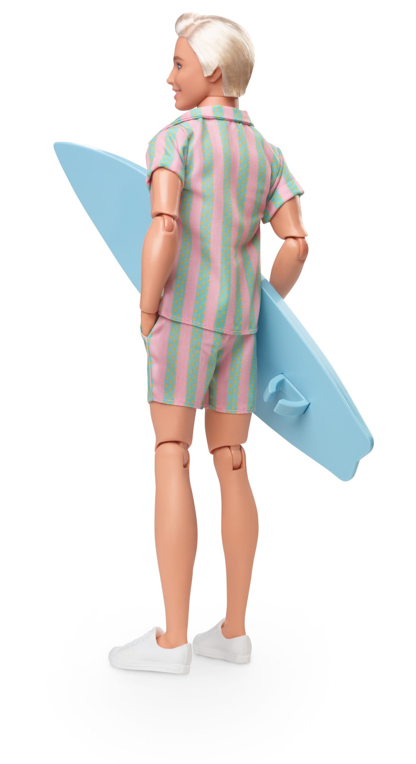 Barbie The Movie Ken Doll Wearing Pastel Striped Beach Matching Set - Image 3