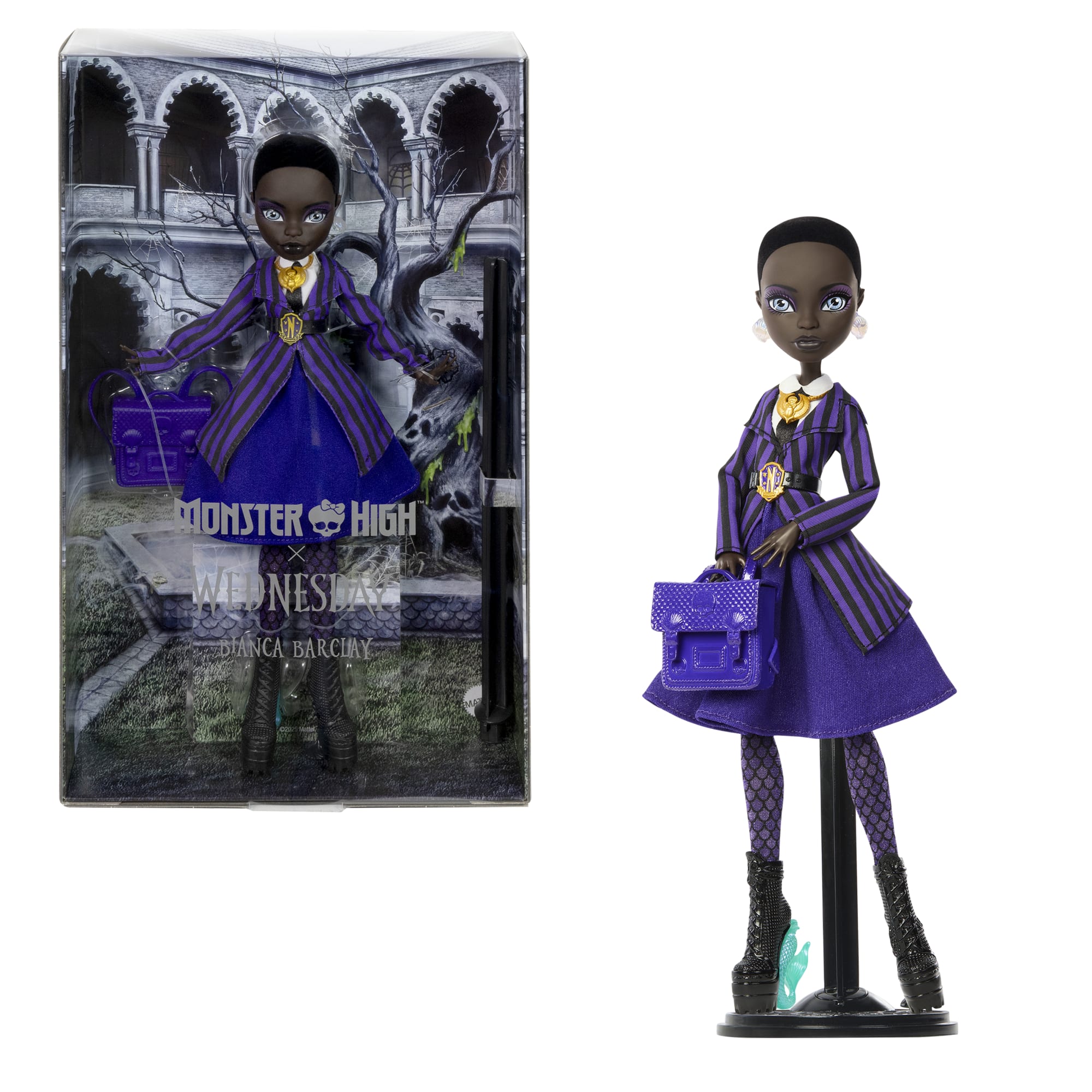 Monster High X Wednesday Collectible Doll. Bianca Barclay in Nevermore Academy Uniform