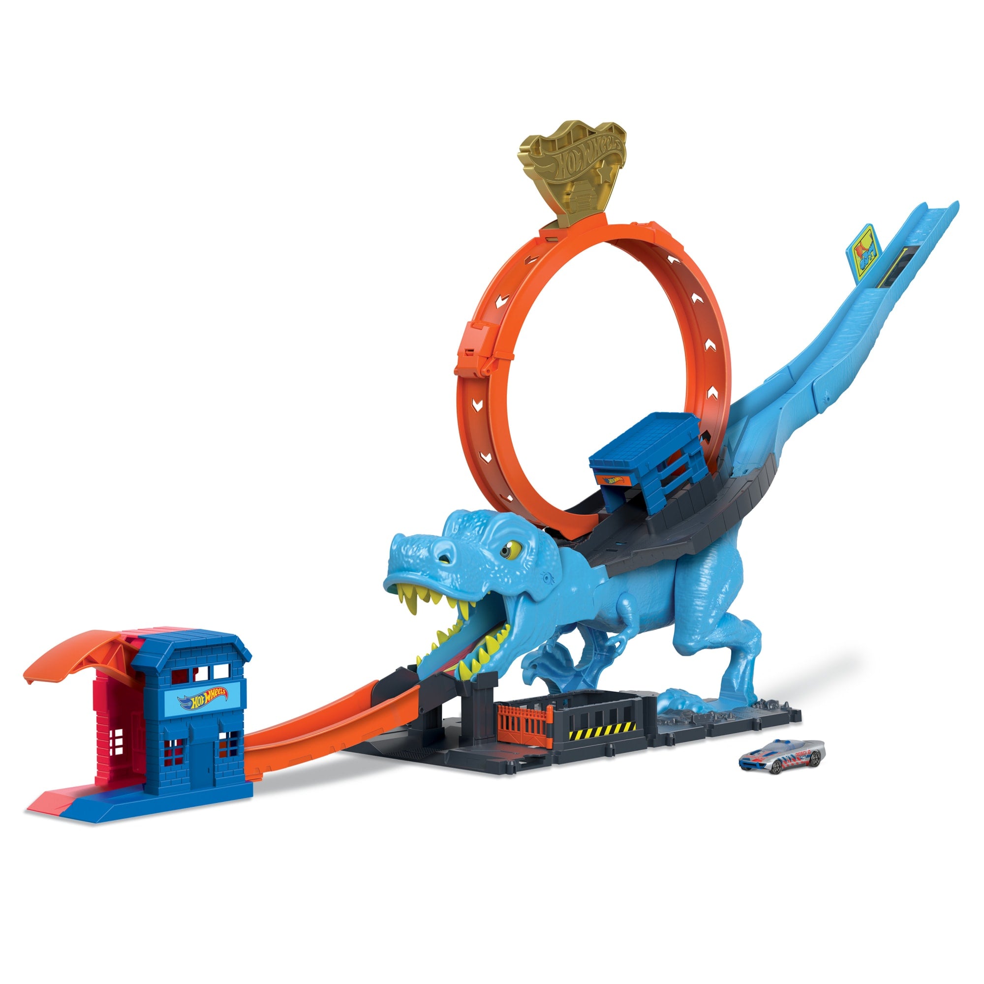 Hot Wheels City Track Set With 1 Toy Car. T-Rex Loop And Stunt Playset
