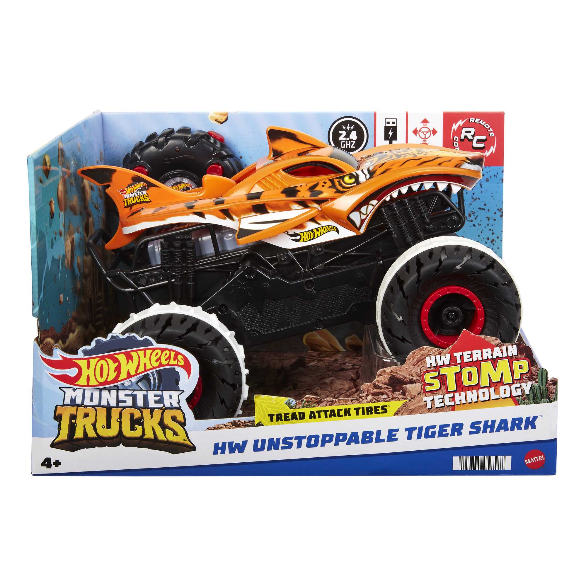 Hot Wheels Monster Trucks Unstoppable Tiger Shark RC Vehicle - Image 6