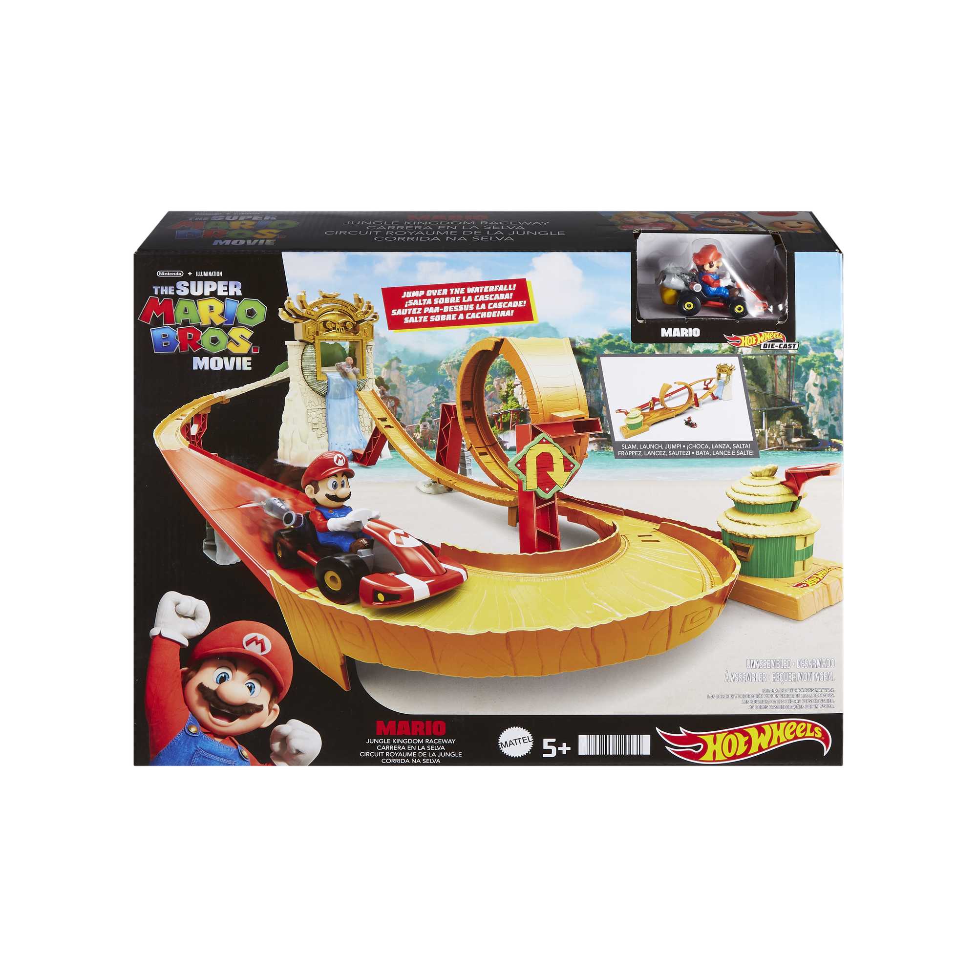 Hot Wheels The Super Mario Bros. Movie Jungle Kingdom Raceway Playset With Mario Die-Cast Toy Car - Image 6